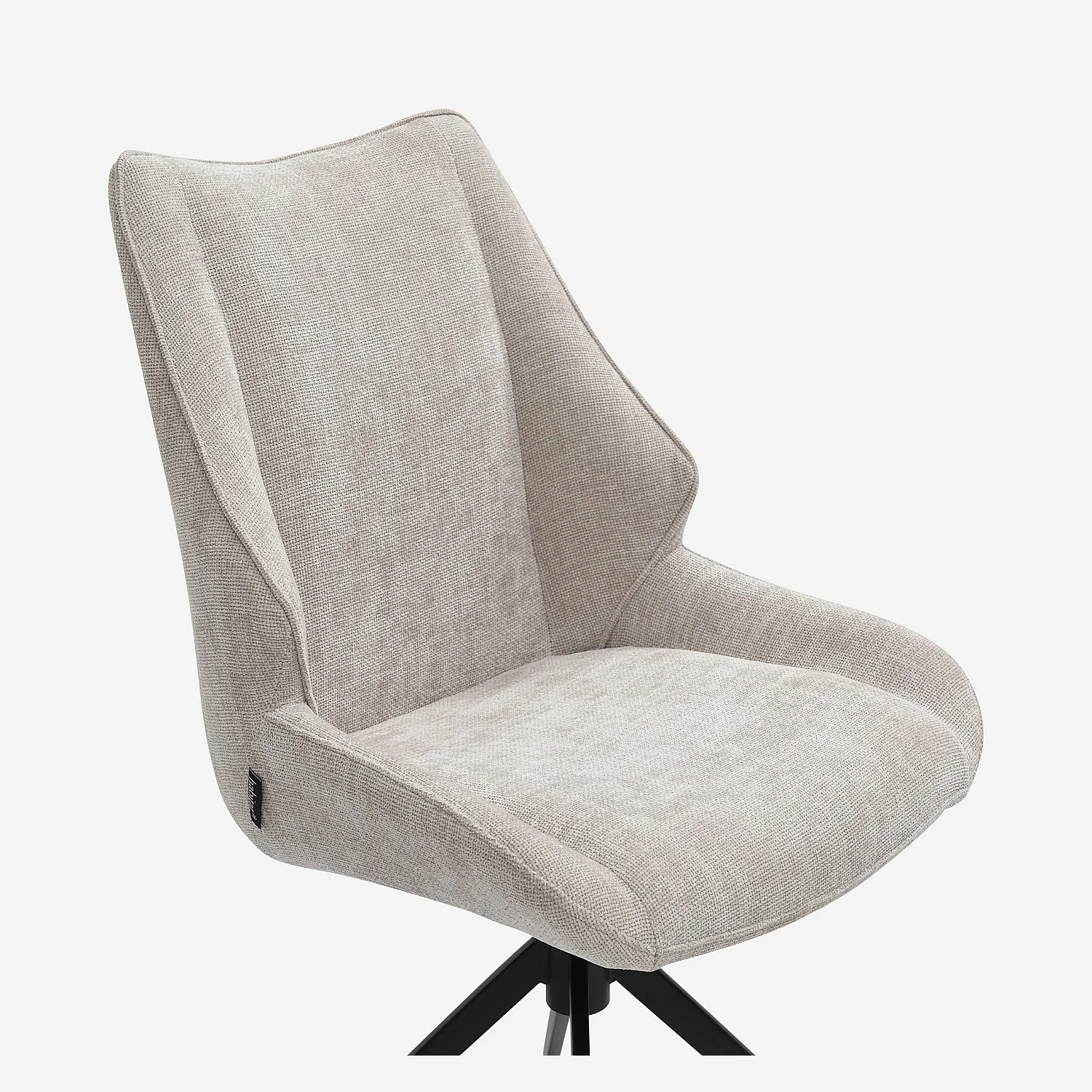 Set van 2 draaibare stoelen van chenille stof en zwart metaal - Greige - 2