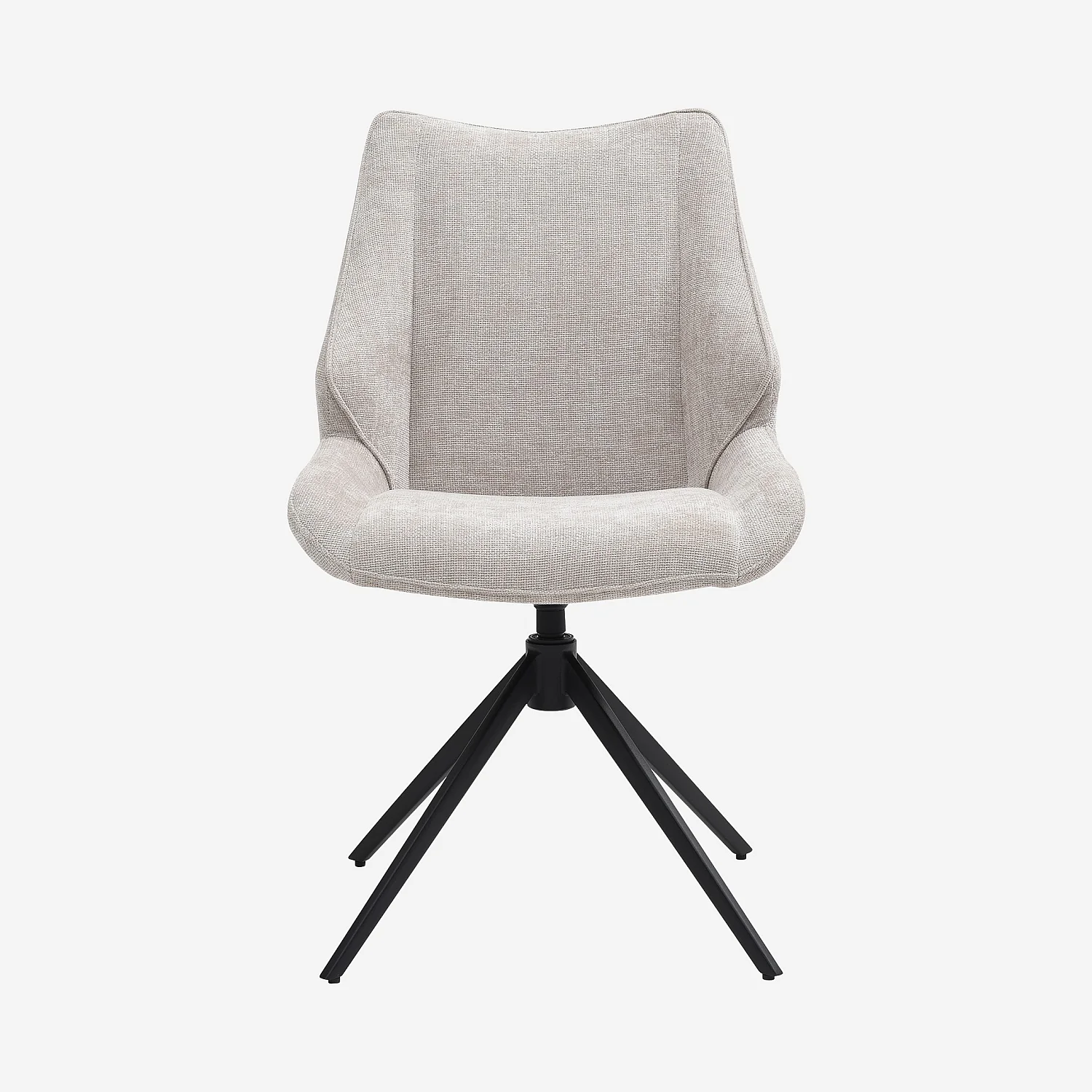 Set van 2 draaibare stoelen van chenille stof en zwart metaal - Greige - 4