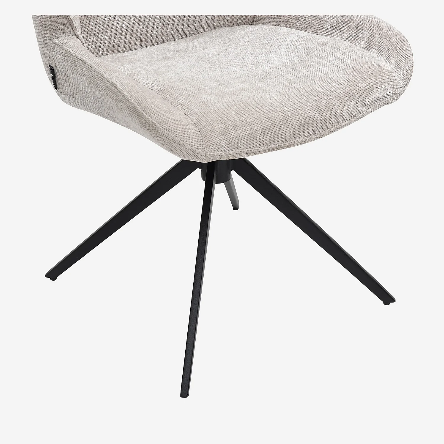 Lot de 2 chaises pivotantes en tissu chenille et métal noir - Grège - 6