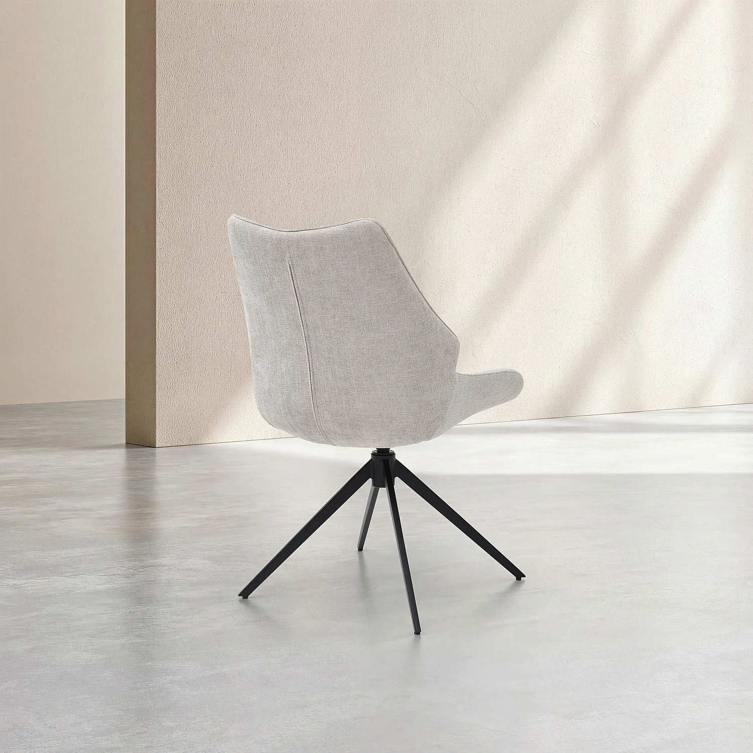 Lot de 2 chaises pivotantes en tissu chenille et métal noir - Grège - 7