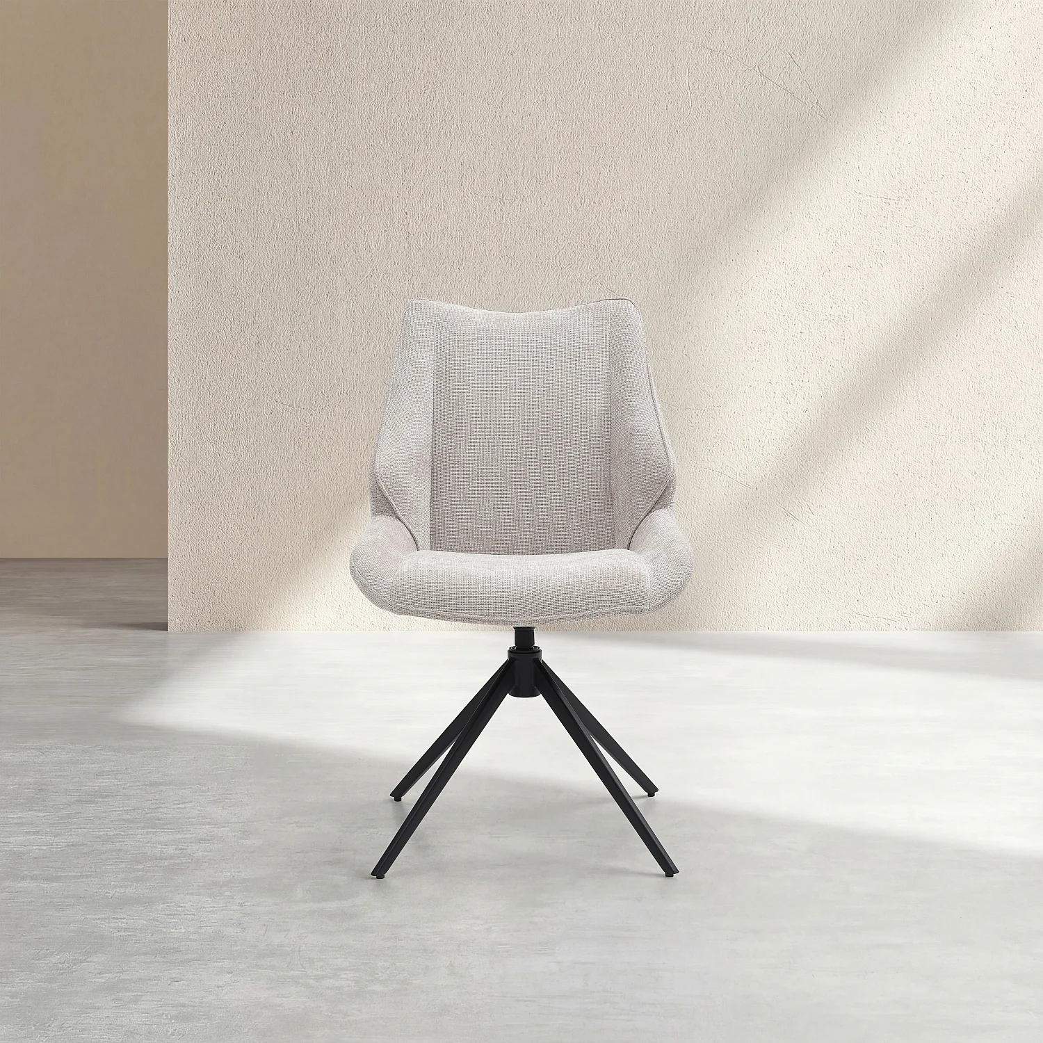 Lot de 2 chaises pivotantes en tissu chenille et métal noir - Grège - 2