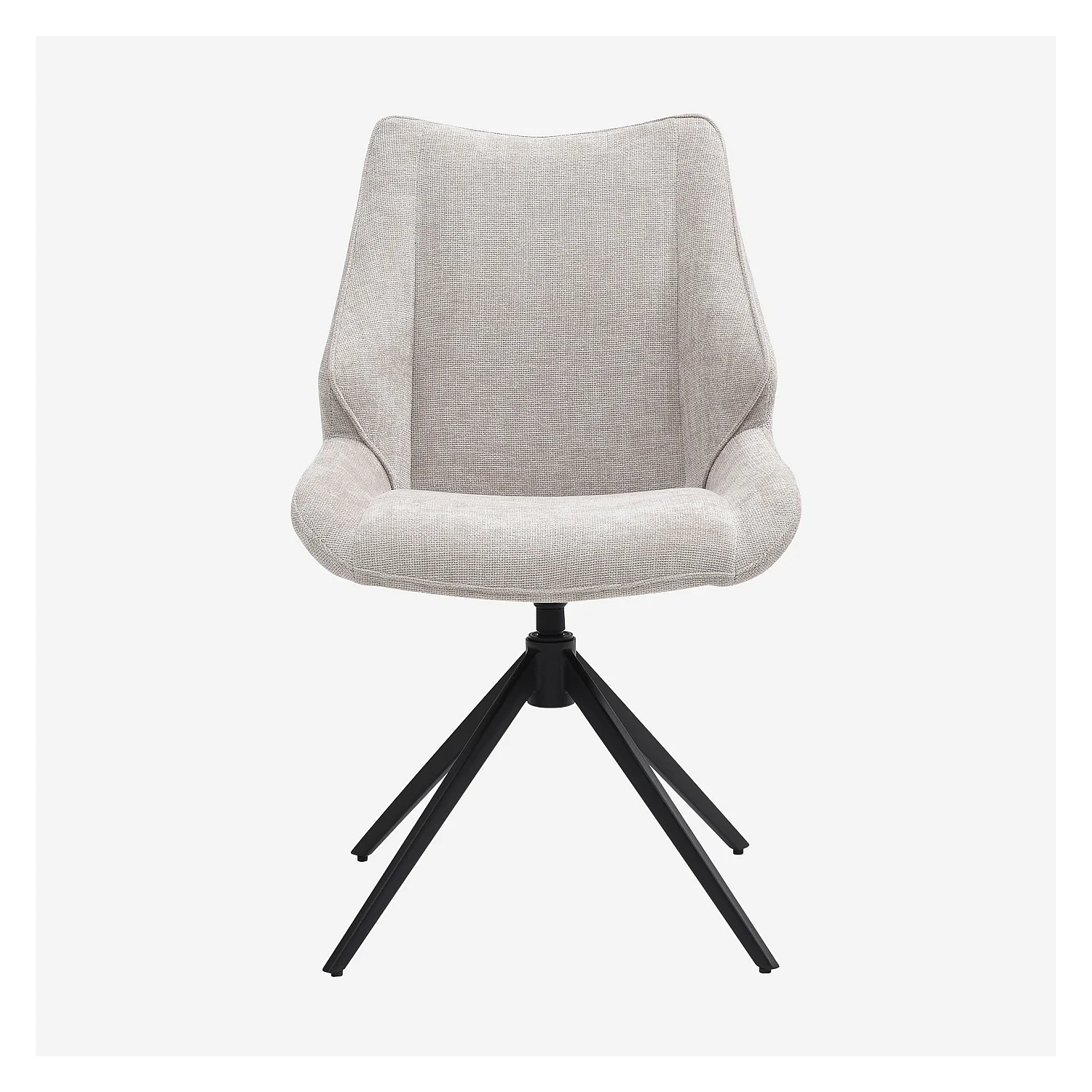 Set di 2 sedie girevoli in tessuto chenille e metallo nero - Beige - 5