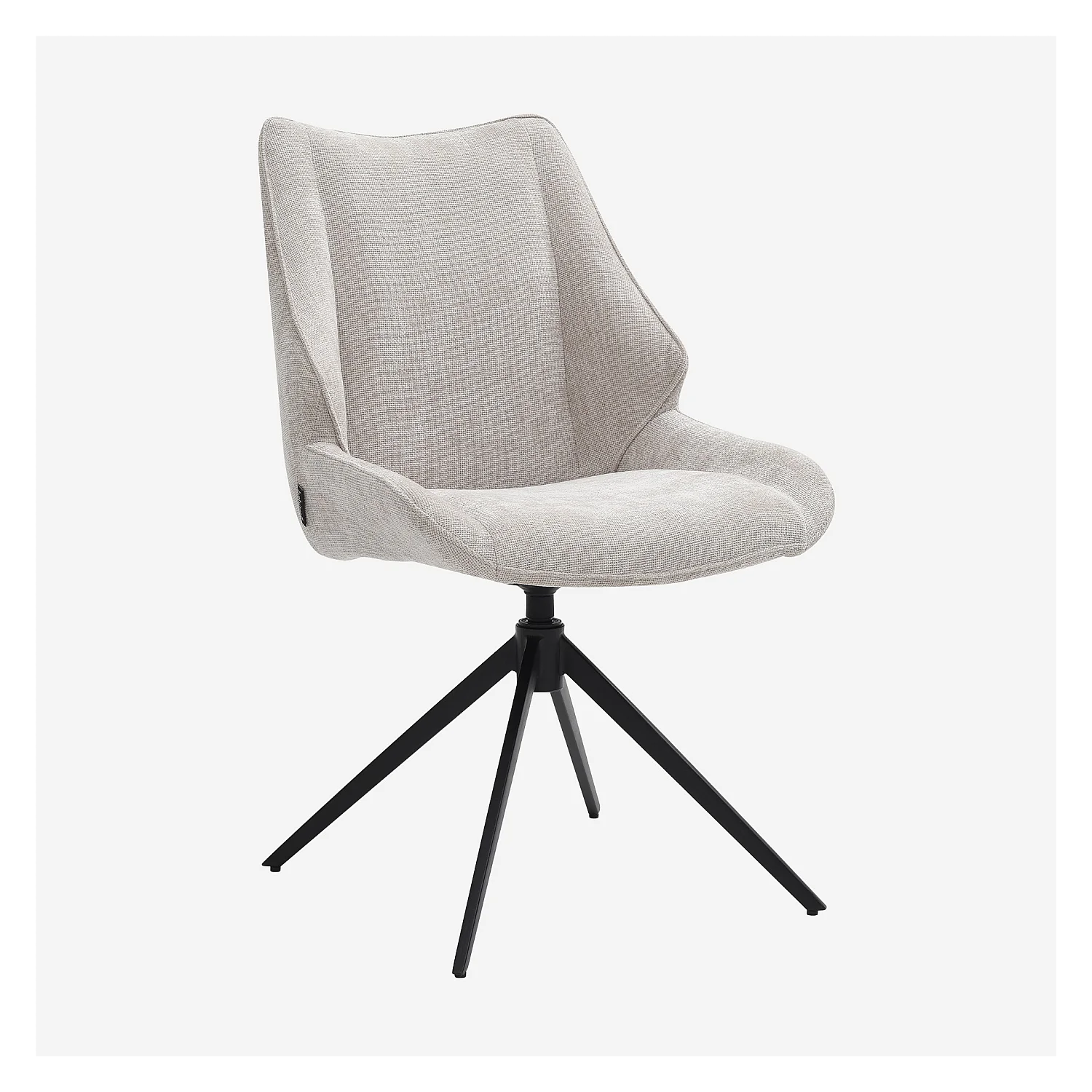 Set di 2 sedie girevoli in tessuto chenille e metallo nero - Beige - 1