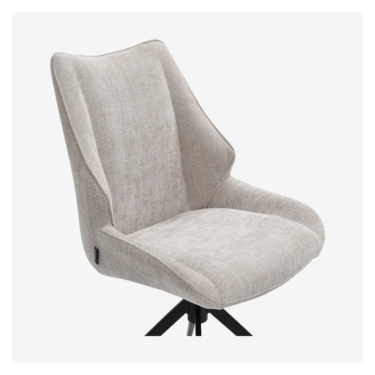 Set di 2 sedie girevoli in tessuto chenille e metallo nero - Beige - 2