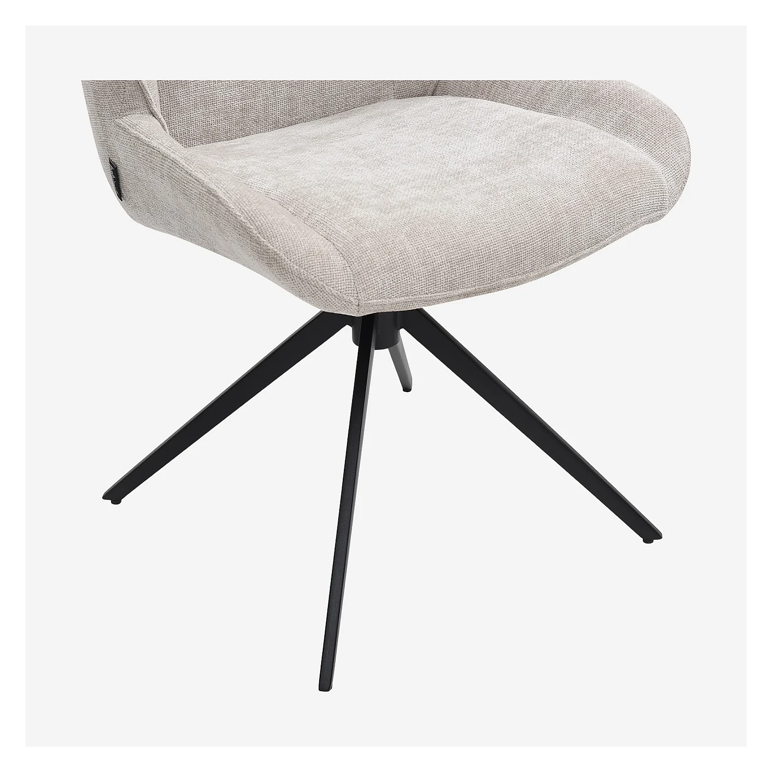 Set di 2 sedie girevoli in tessuto chenille e metallo nero - Beige - 6