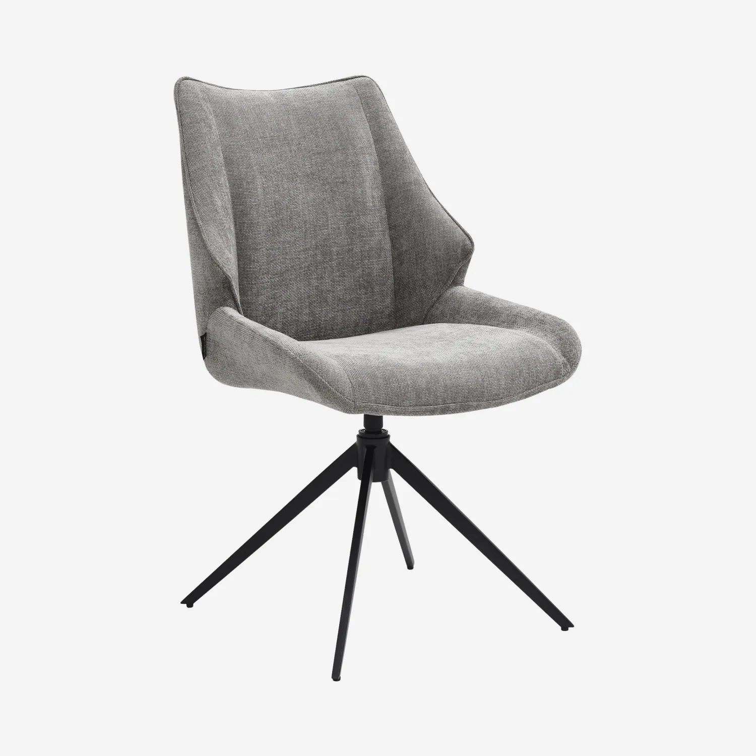 Lot de 2 chaises pivotantes en tissu chenille et métal noir - Gris fumé - 1