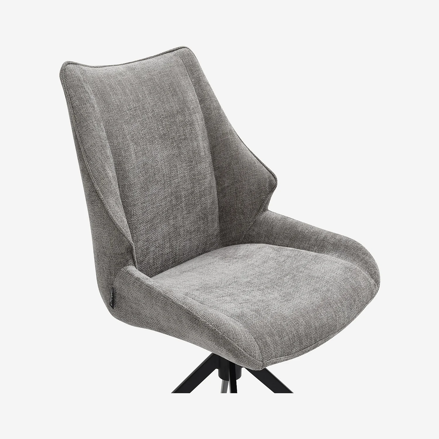 Lot de 2 chaises pivotantes en tissu chenille et métal noir - Gris fumé - 2