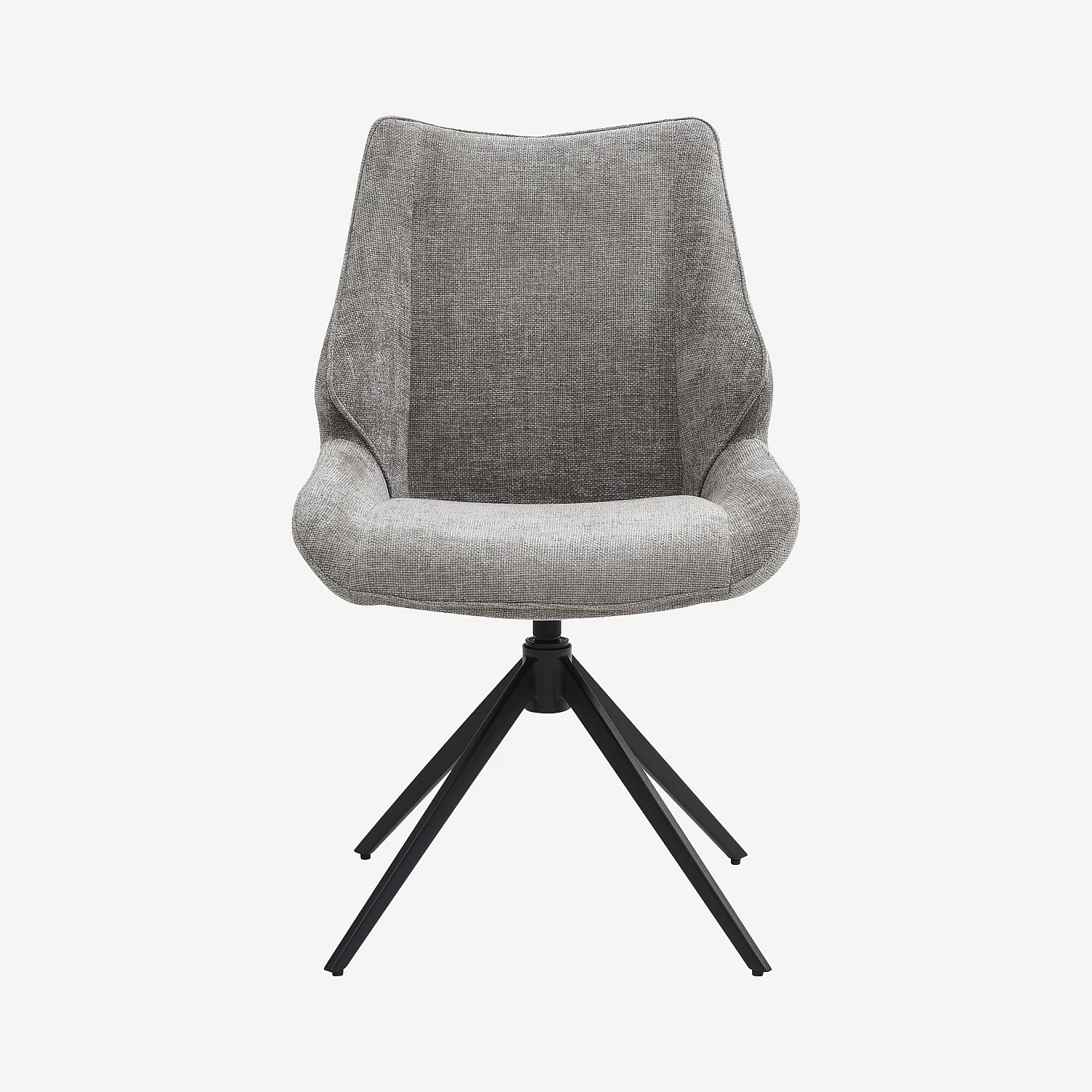 Lot de 2 chaises pivotantes en tissu chenille et métal noir - Gris fumé - 5