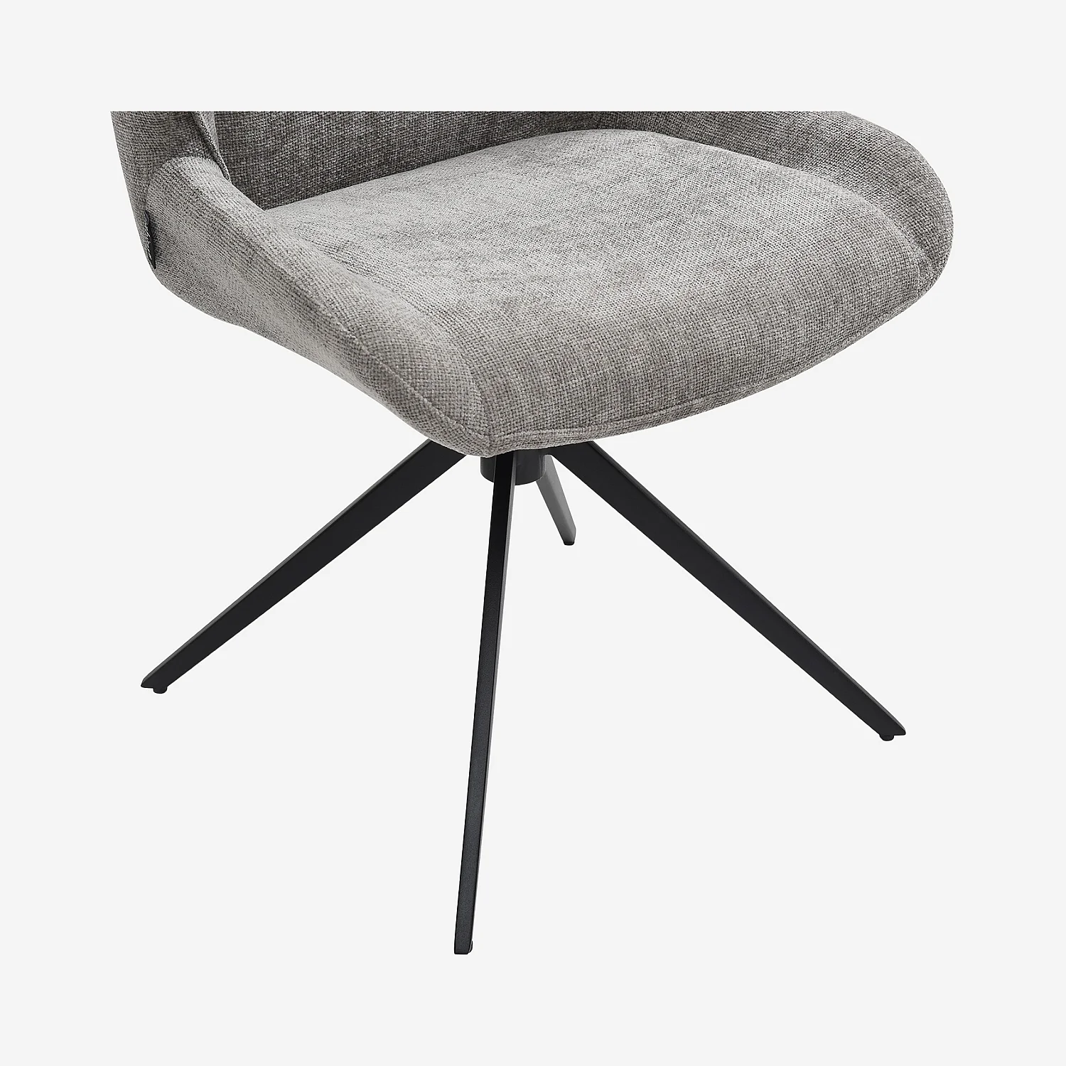 Lot de 2 chaises pivotantes en tissu chenille et métal noir - Gris fumé - 6