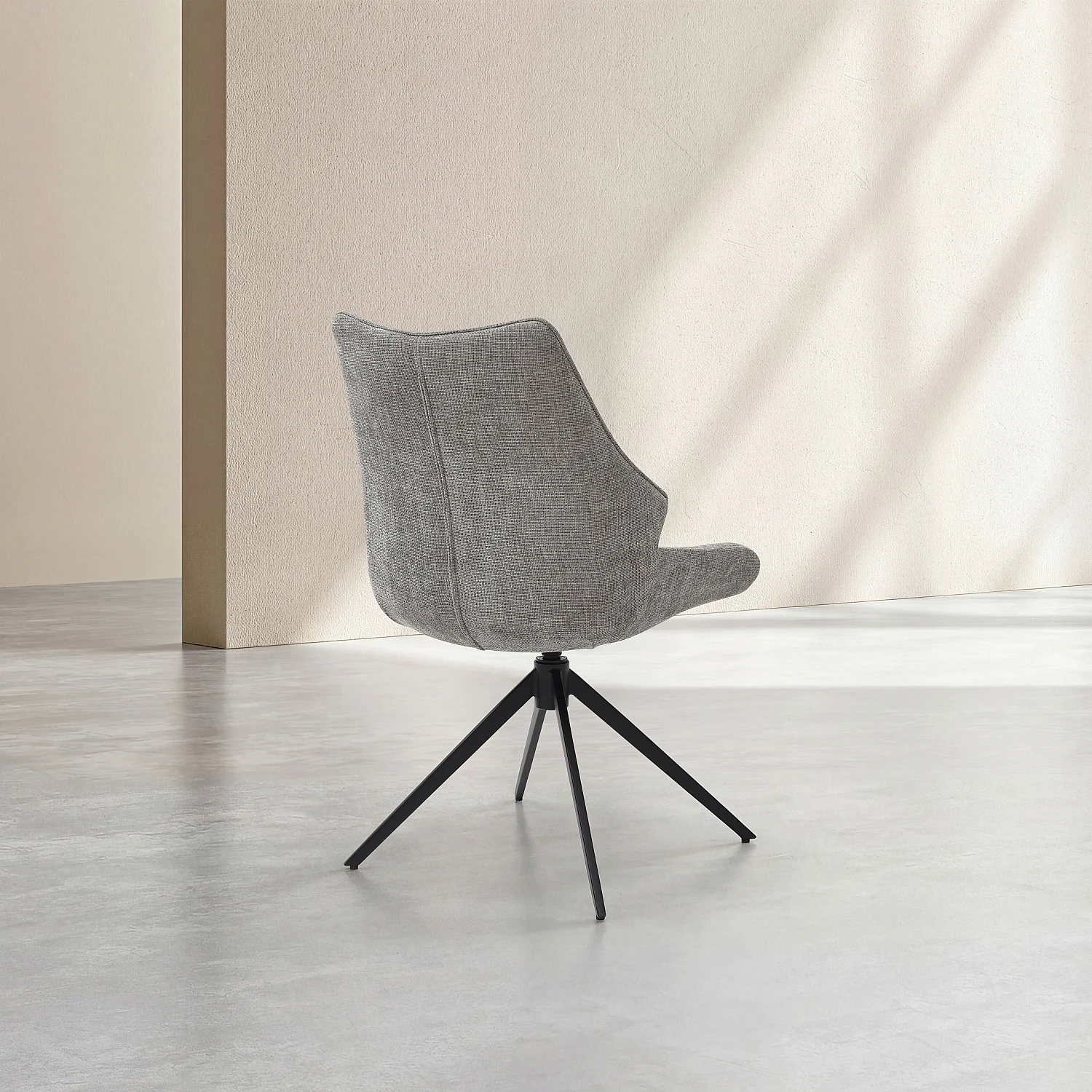 Lot de 2 chaises pivotantes en tissu chenille et métal noir - Gris fumé - 8