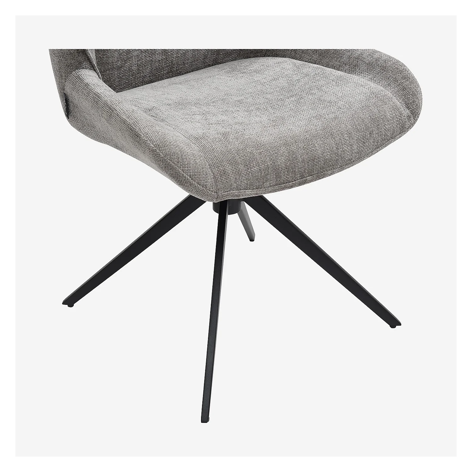 Set di 2 sedie girevoli in tessuto di velluto e metallo nero - Grigio fumé - 6