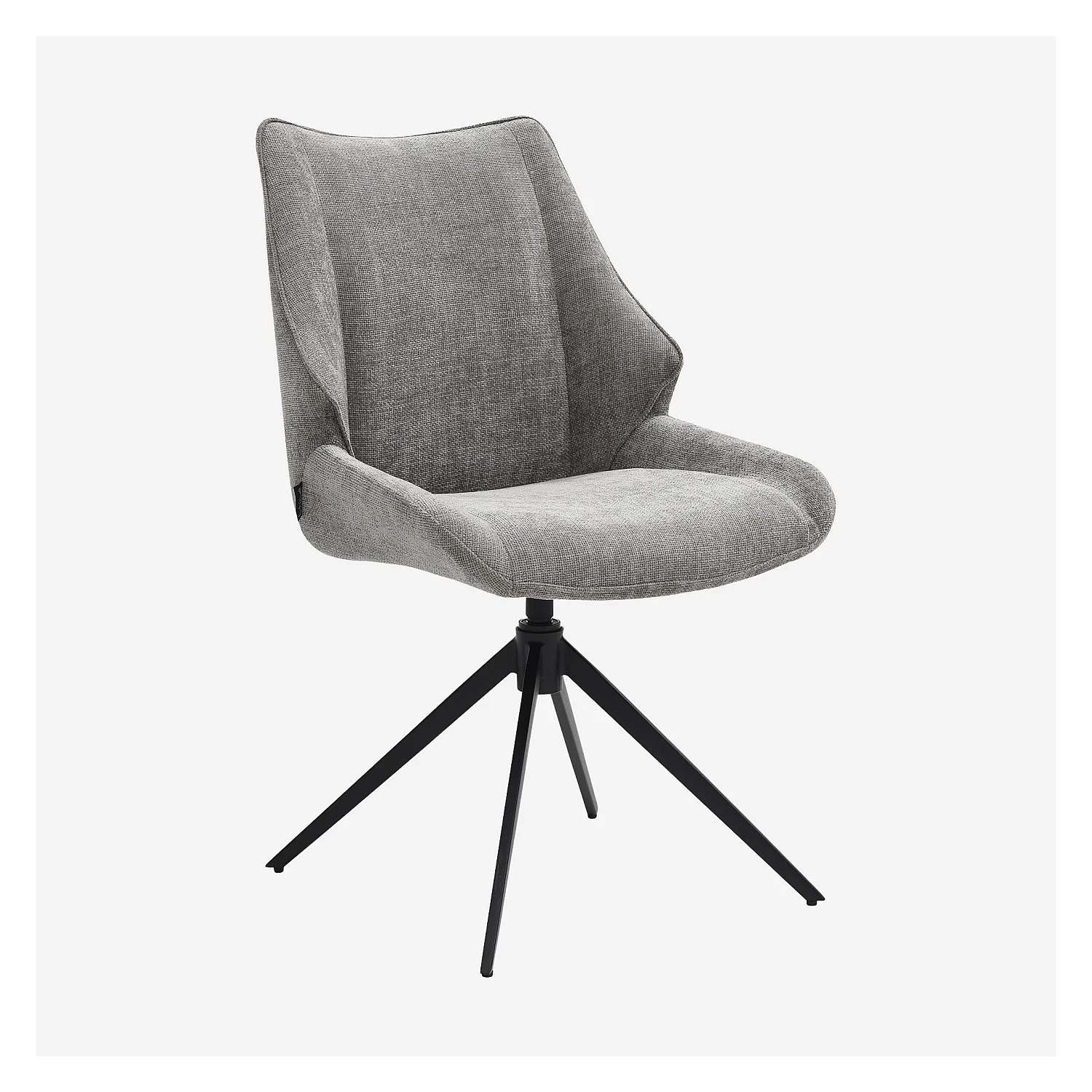 Set di 2 sedie girevoli in tessuto di velluto e metallo nero - Grigio fumé - 1