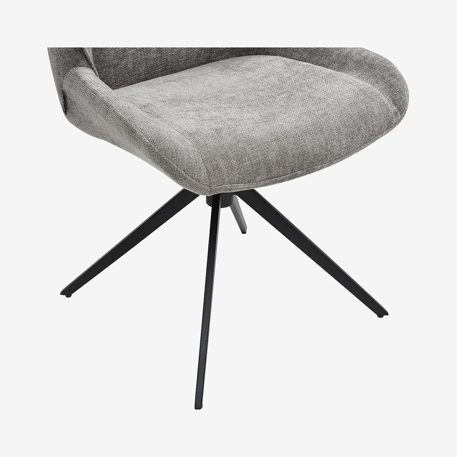 Set di 2 sedie girevoli in tessuto di velluto e metallo nero - Grigio fumé - 6