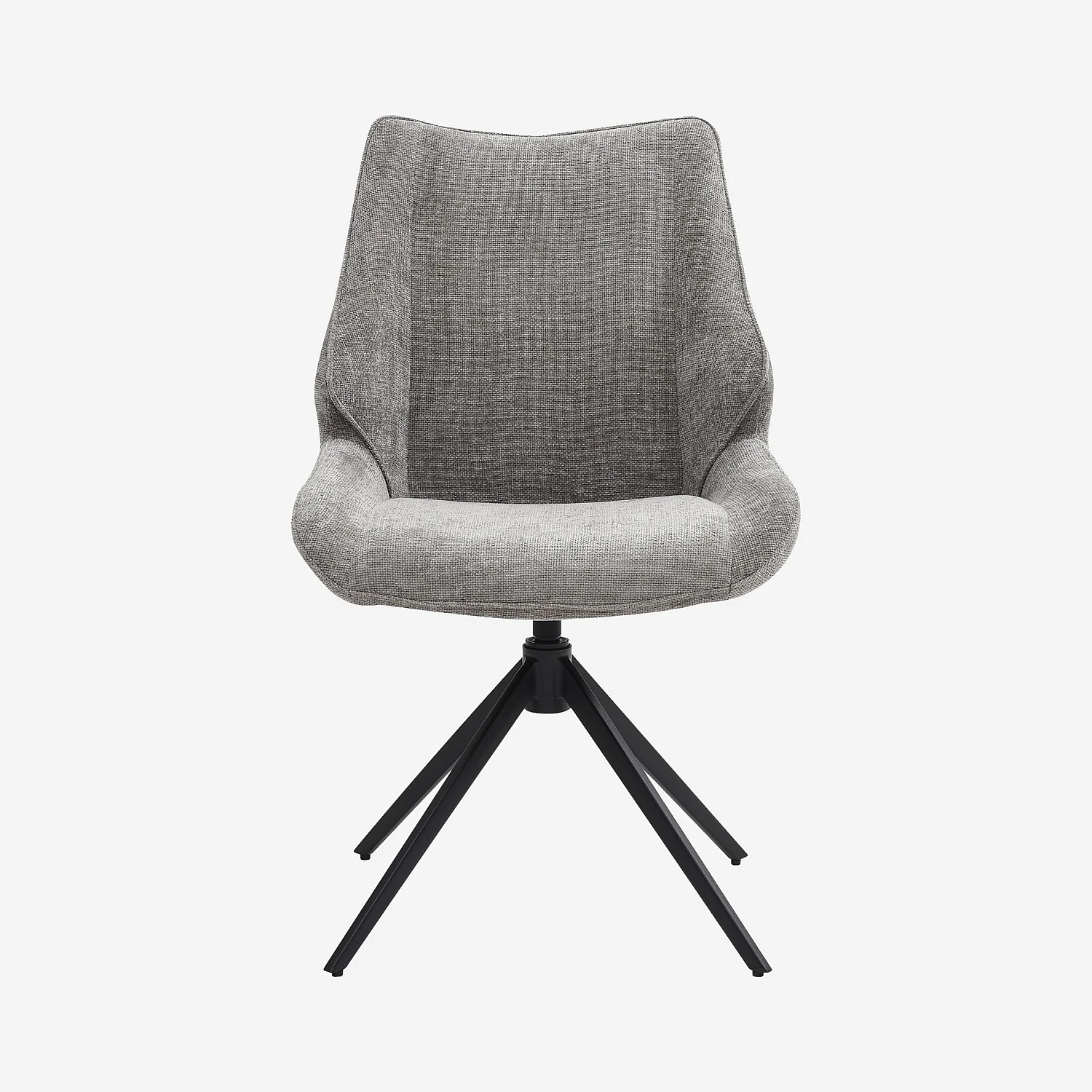 Set di 2 sedie girevoli in tessuto di velluto e metallo nero - Grigio fumé - 5