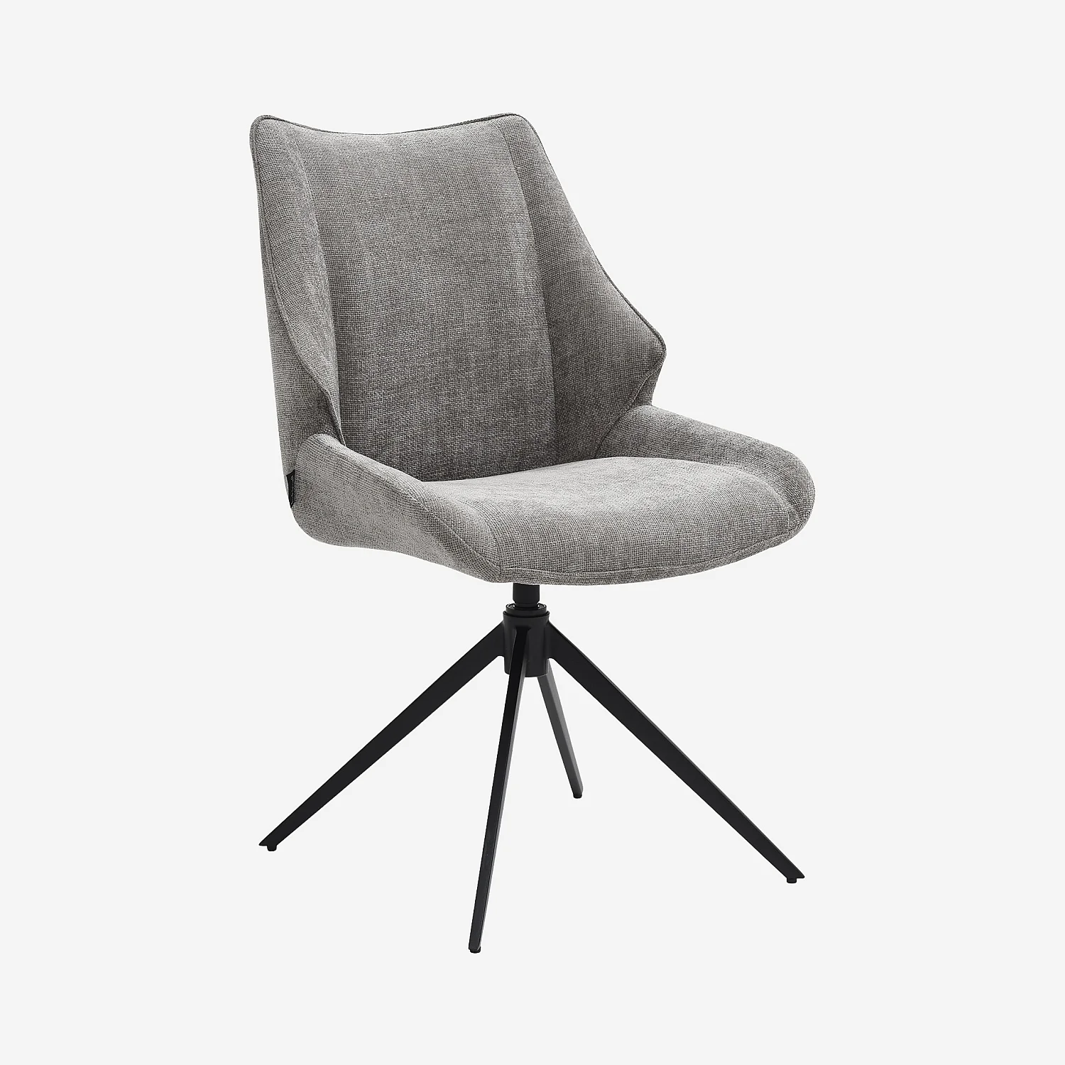 Set di 2 sedie girevoli in tessuto di velluto e metallo nero - Grigio fumé - 1