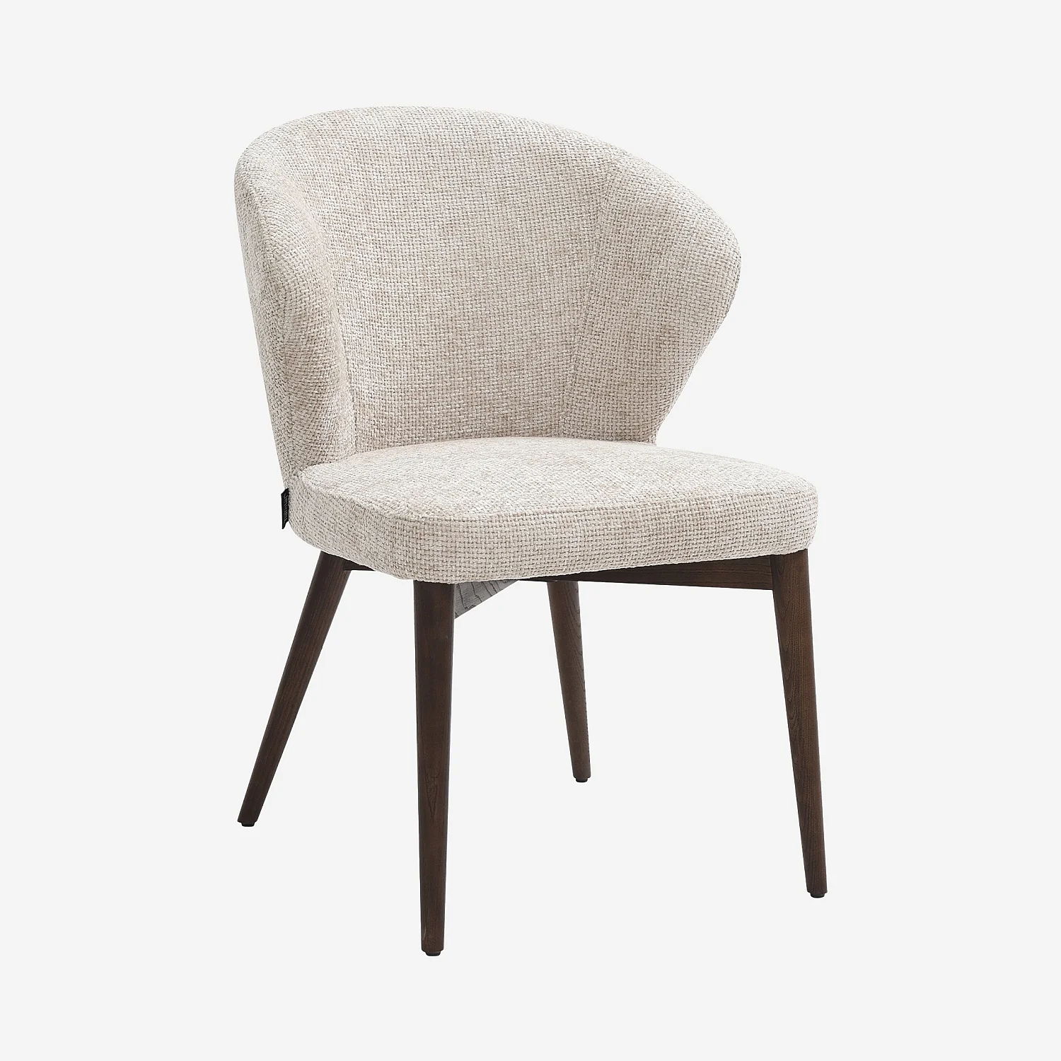 Set van 2 stoelen van chenille stof en massief walnoothout - Crème - 2