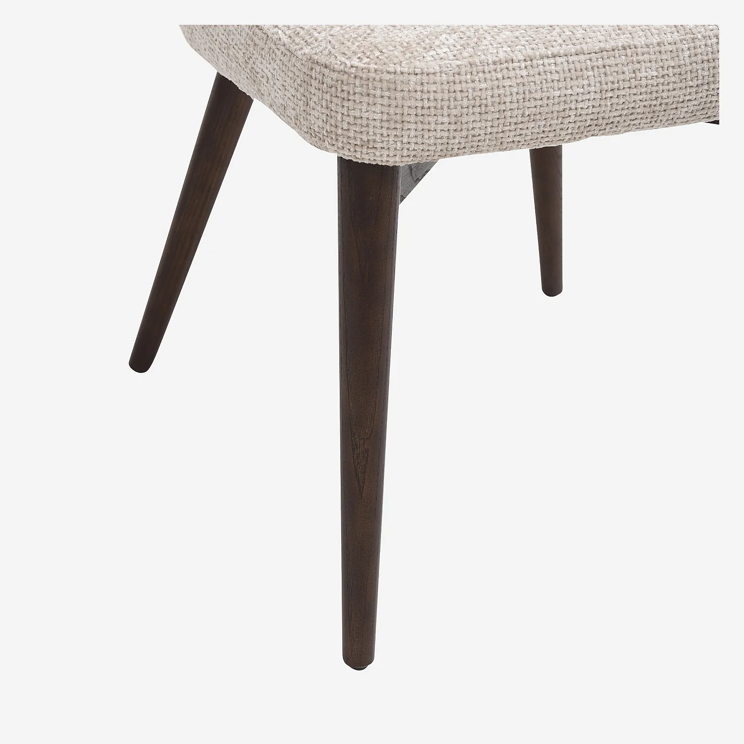 Set van 2 stoelen van chenille stof en massief walnoothout - Crème - 4