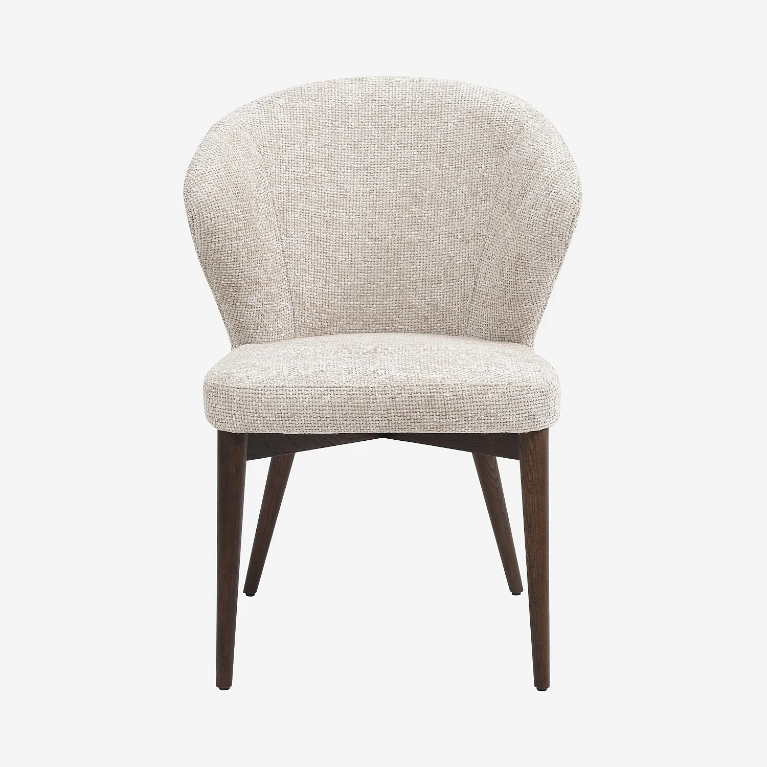 Set van 2 stoelen van chenille stof en massief walnoothout - Crème - 6