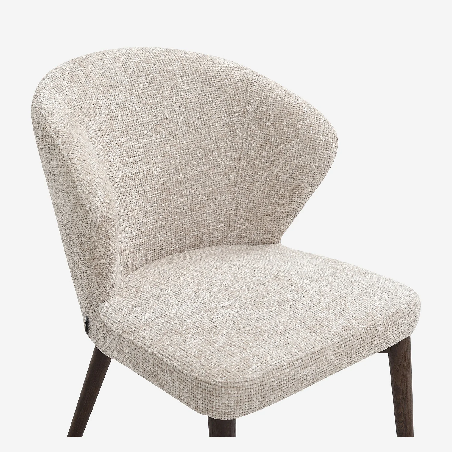 Set van 2 stoelen van chenille stof en massief walnoothout - Crème - 8