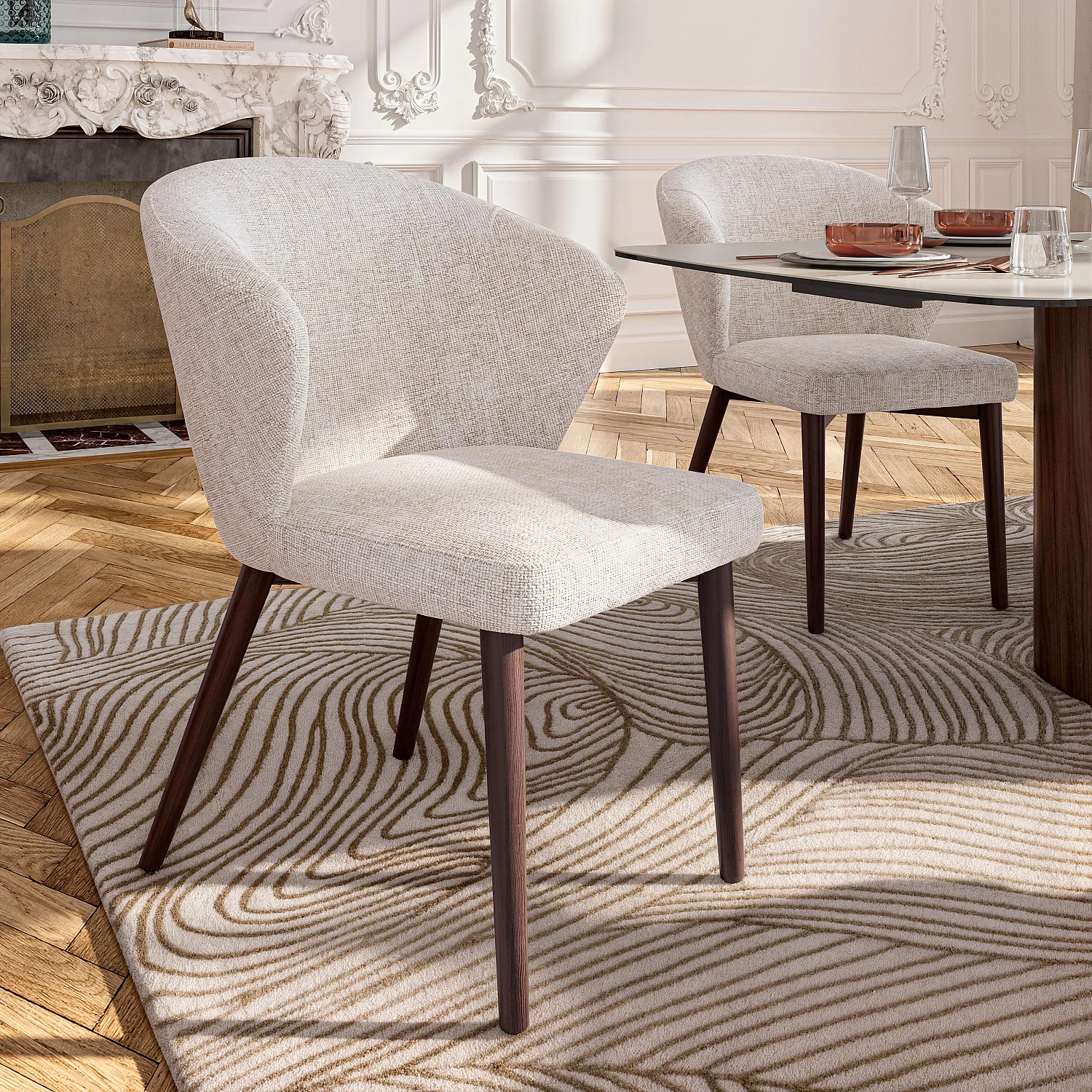 LURIS- Esszimmerstuhl - Beige - 2er Set - 3