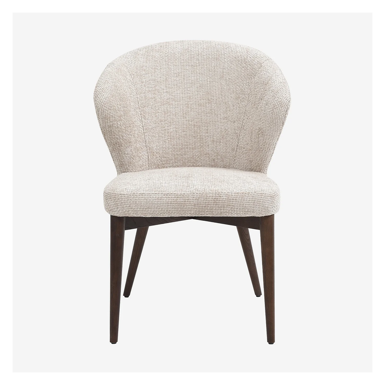 Set di 2 sedie in tessuto di velluto e legno massello color noce - Crema - 8