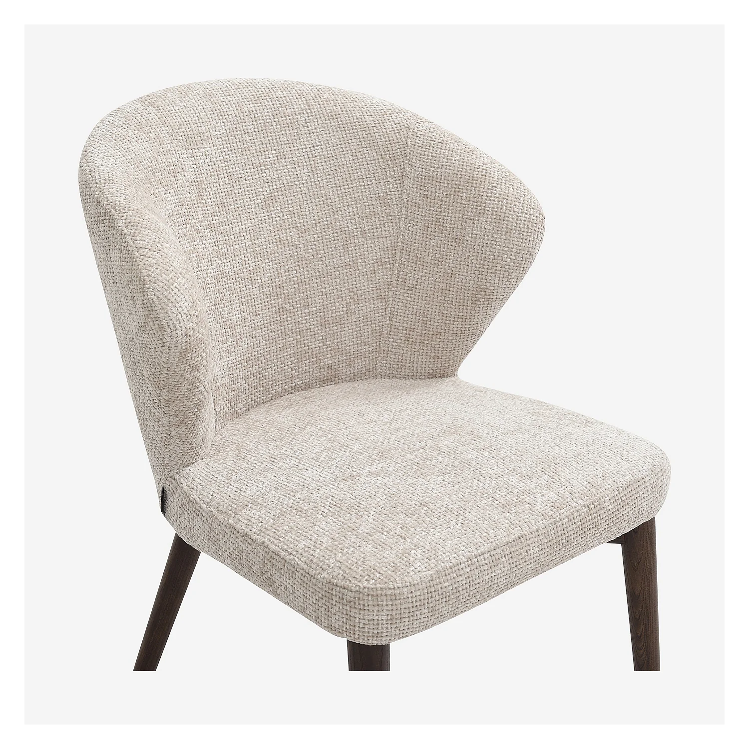 Set di 2 sedie in tessuto di velluto e legno massello color noce - Crema - 5