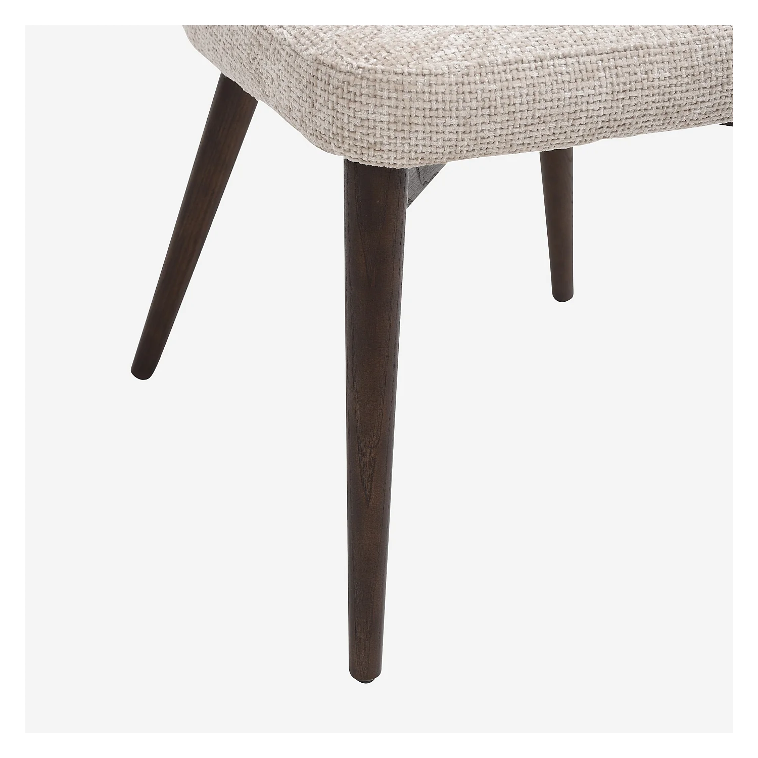 Set di 2 sedie in tessuto di velluto e legno massello color noce - Crema - 4