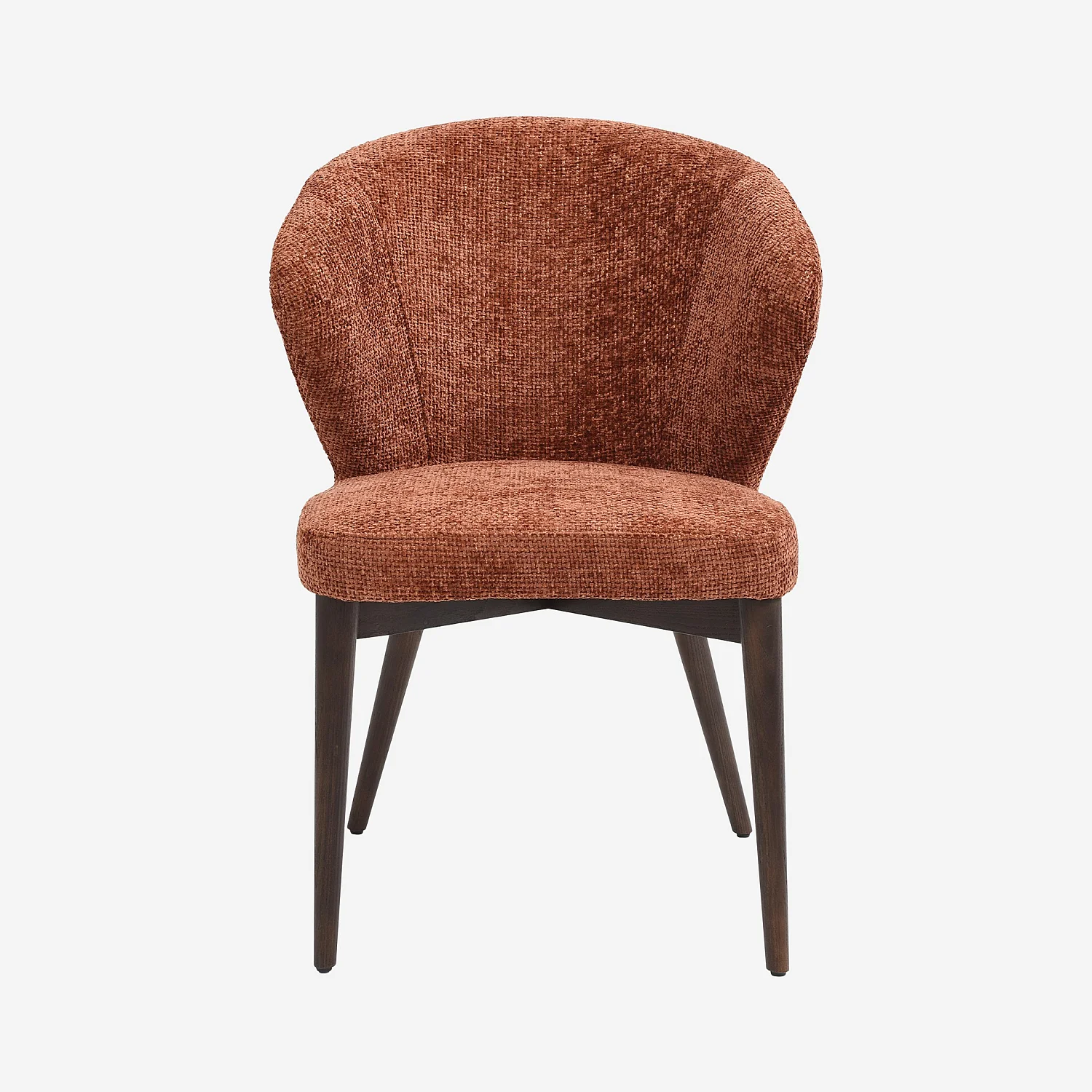 Conjunto de 2 sillas en tejido chenilla y madera maciza color nogal - Terracota - 5