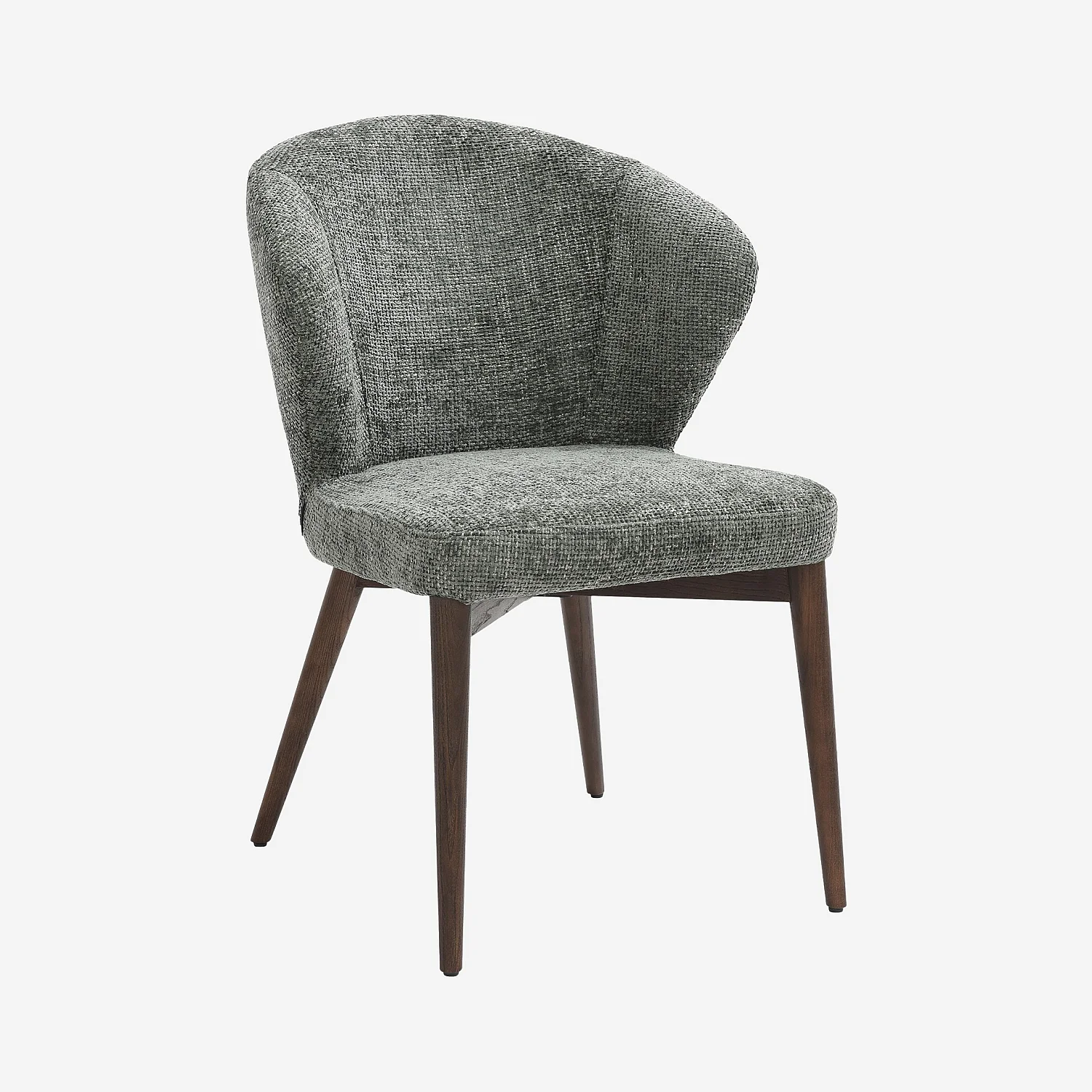 Lot de 2 chaises en tissu chenille et bois massif couleur noyer - Vert sapin - 2