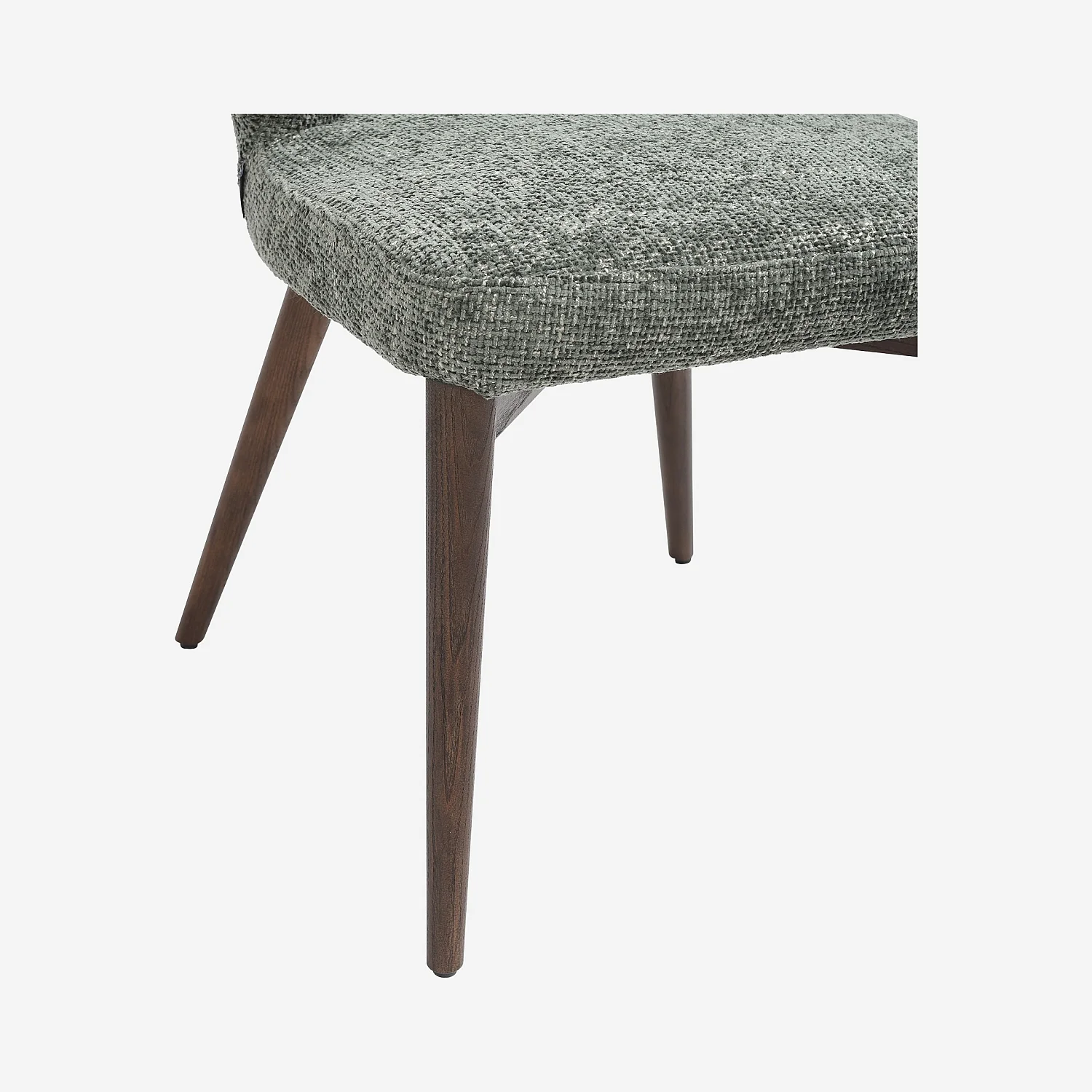 Lot de 2 chaises en tissu chenille et bois massif couleur noyer - Vert sapin - 3