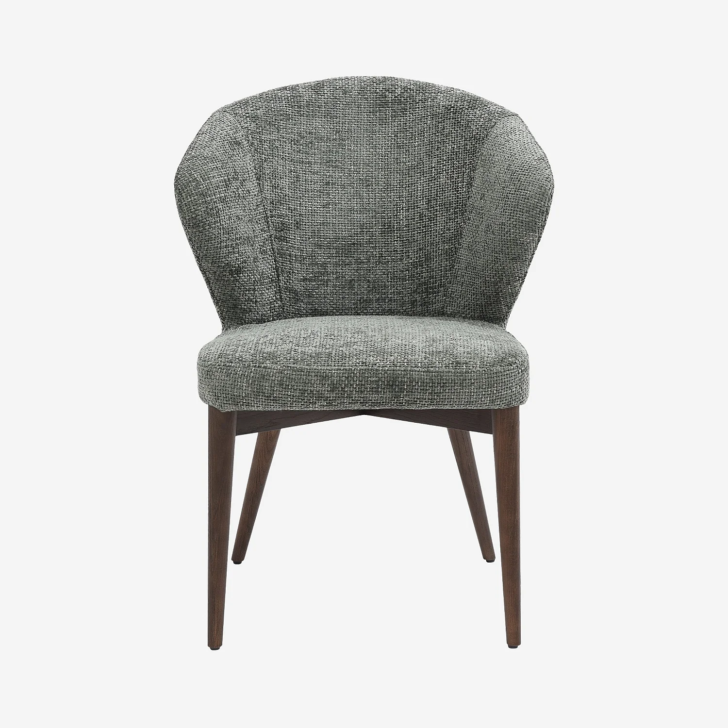 Lot de 2 chaises en tissu chenille et bois massif couleur noyer - Vert sapin - 6