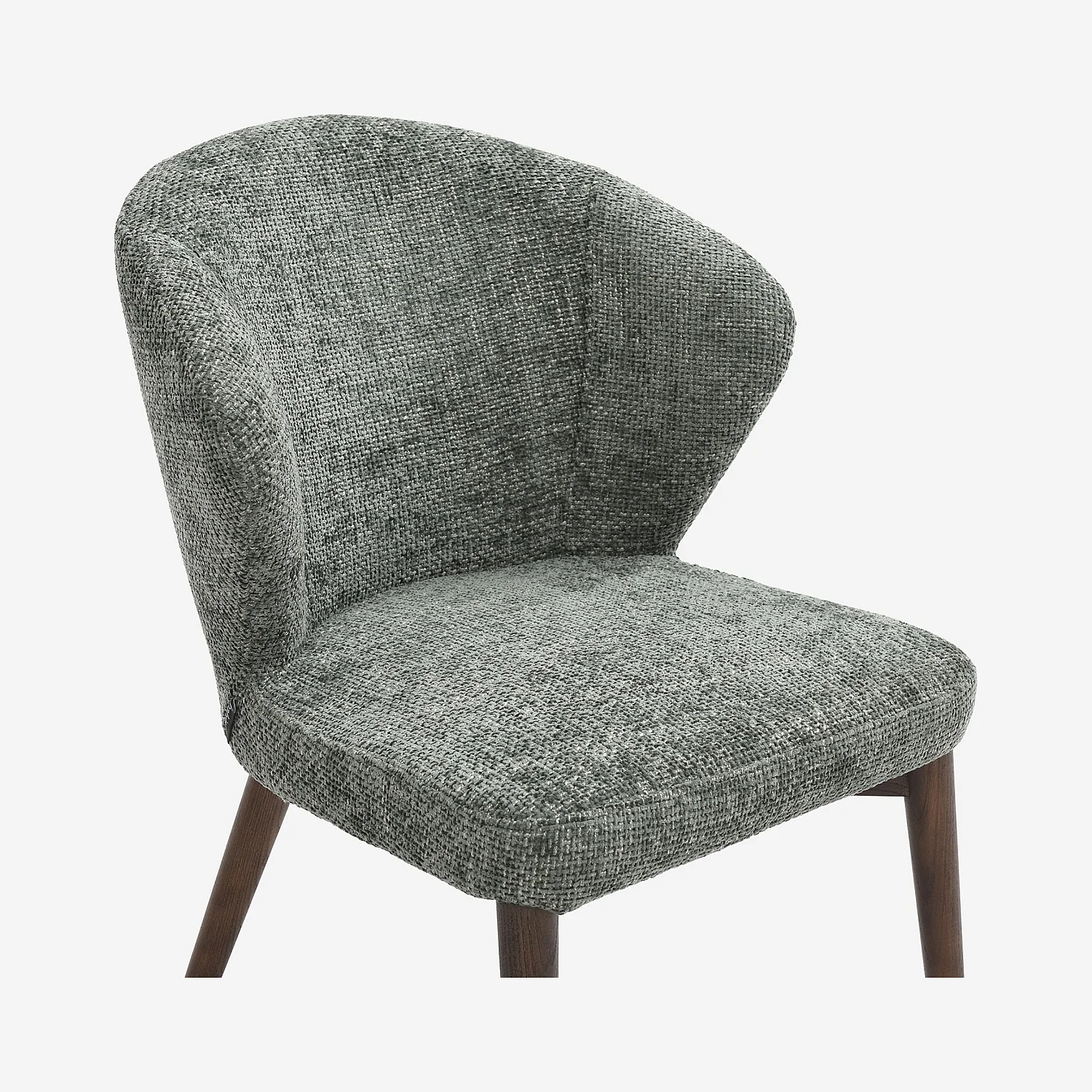 Lot de 2 chaises en tissu chenille et bois massif couleur noyer - Vert sapin - 8