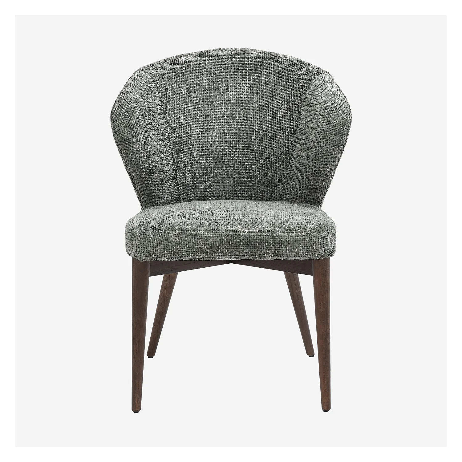 Set di 2 sedie in tessuto di ciniglia e legno massiccio color noce - Verde abete - 8