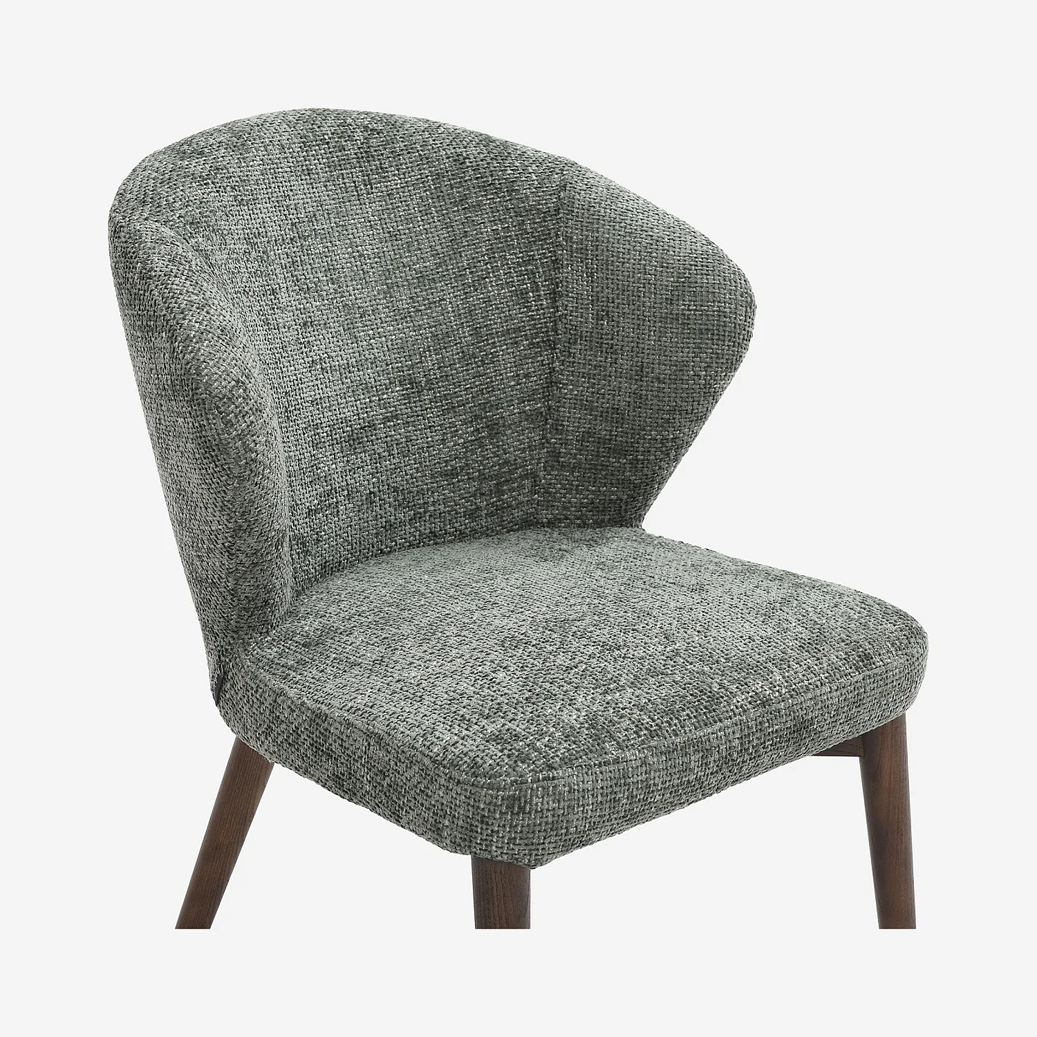 Set di 2 sedie in tessuto di ciniglia e legno massiccio color noce - Verde abete - 8