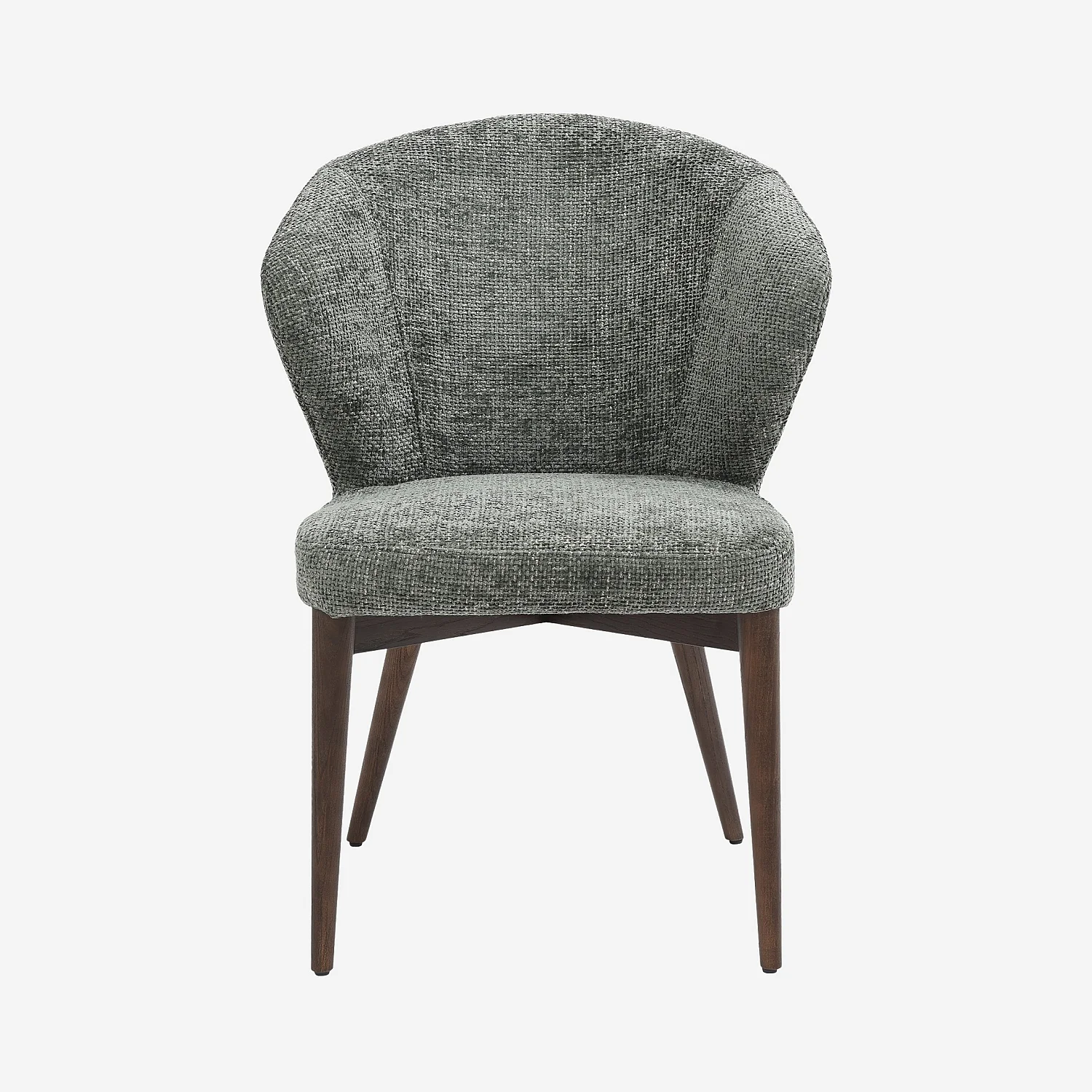 Set di 2 sedie in tessuto di ciniglia e legno massiccio color noce - Verde abete - 6