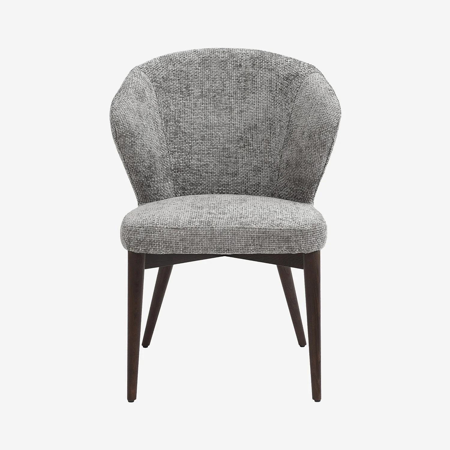 Lot de 2 chaises en tissu chenille et bois massif couleur noyer - Gris argent - 6