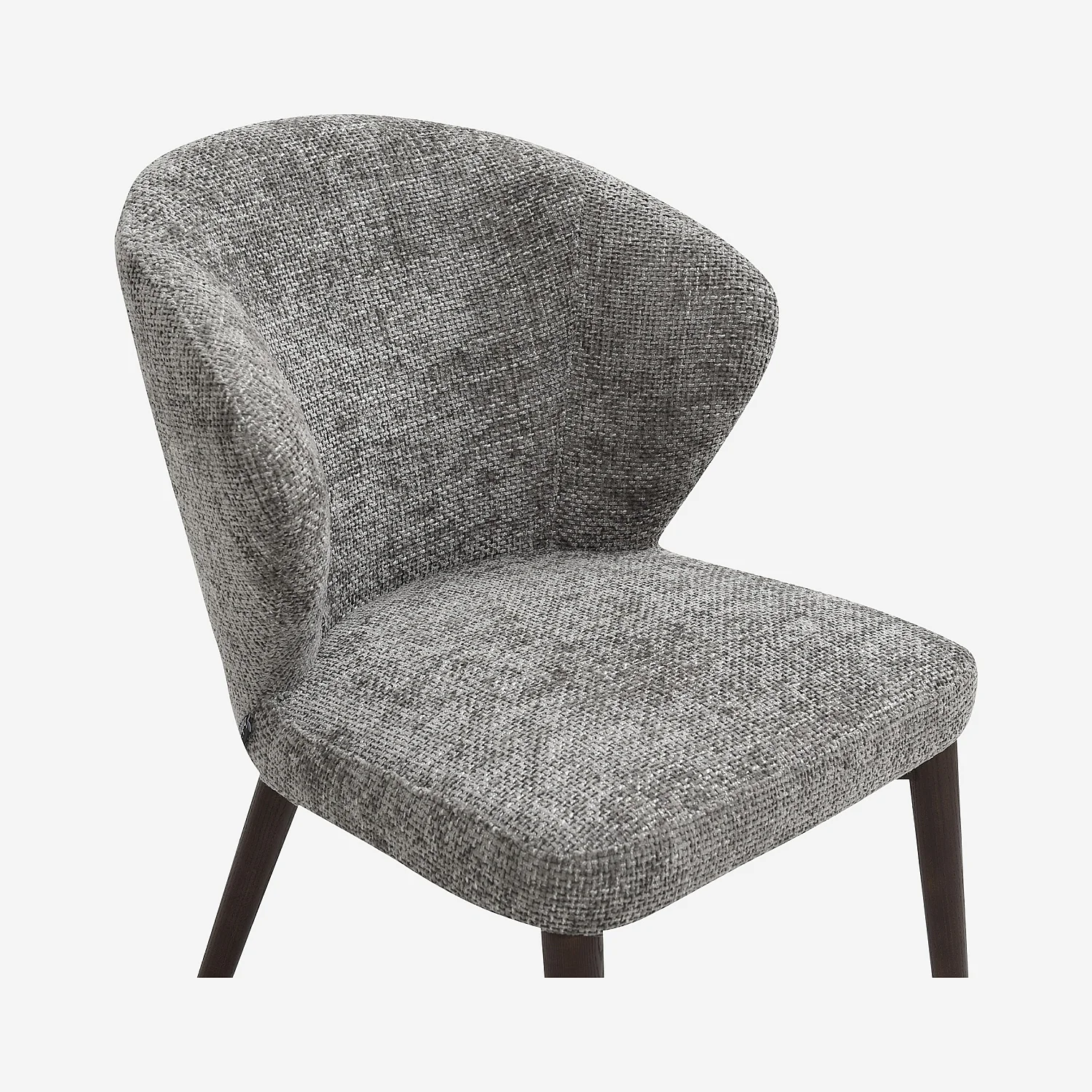 Lot de 2 chaises en tissu chenille et bois massif couleur noyer - Gris argent - 8