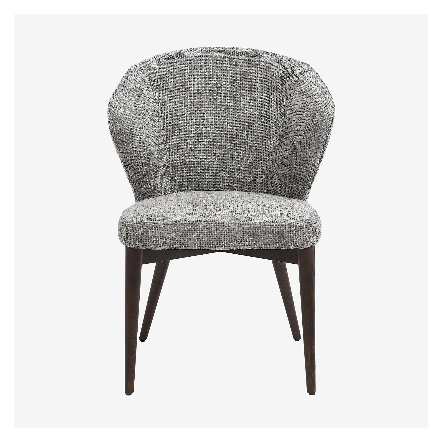 Set di 2 sedie in tessuto chenille e legno massello color noce - Grigio argento - 8