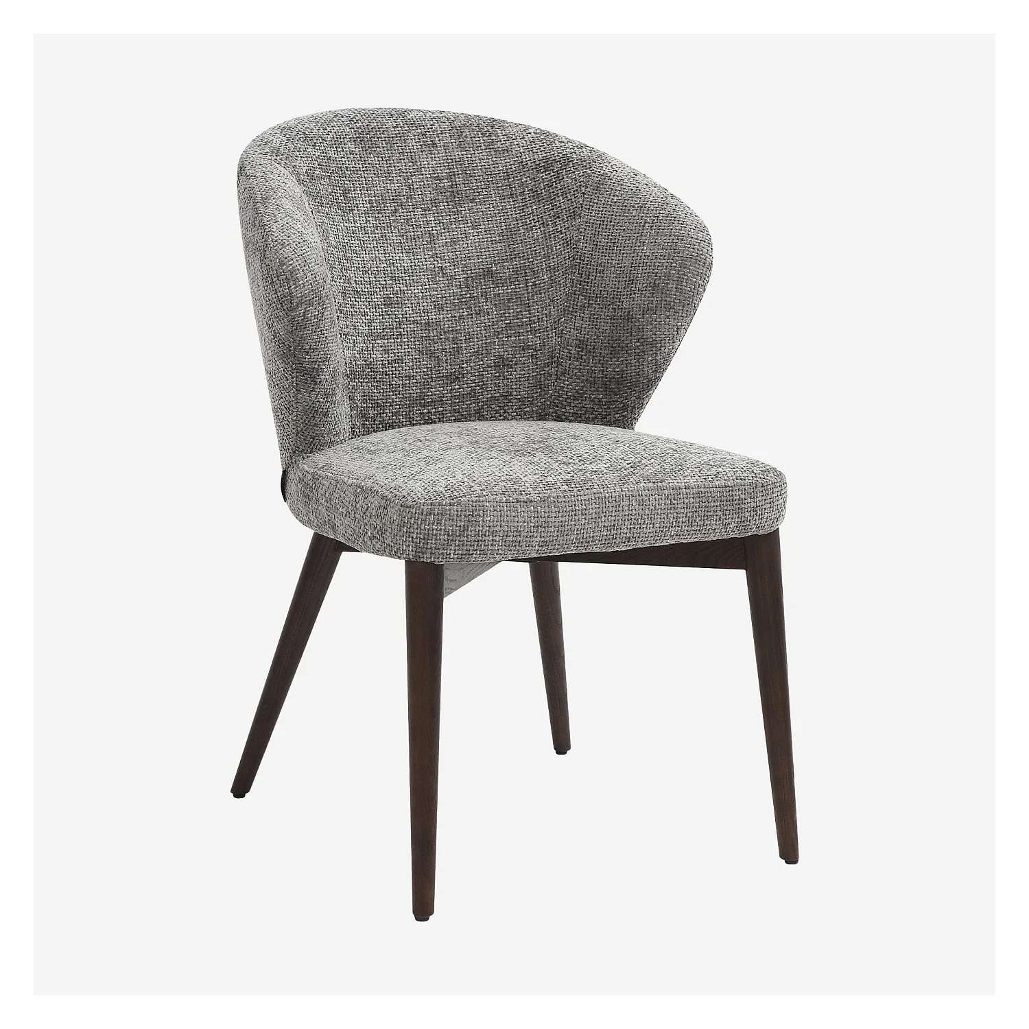 Set di 2 sedie in tessuto chenille e legno massello color noce - Grigio argento - 2