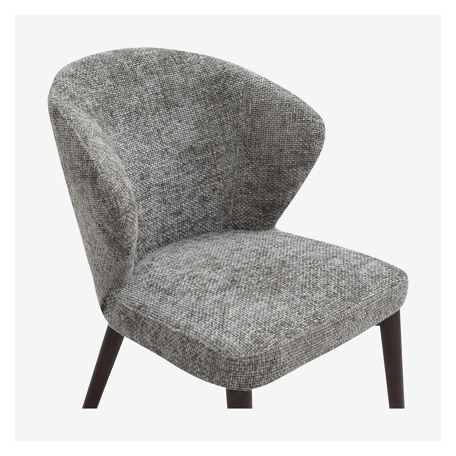 Set di 2 sedie in tessuto chenille e legno massello color noce - Grigio argento - 5