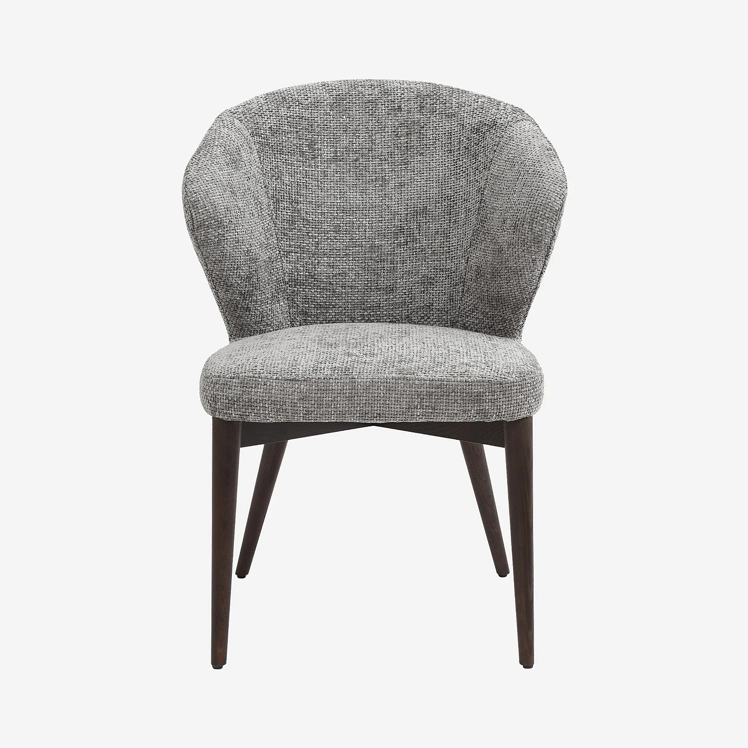 Set di 2 sedie in tessuto chenille e legno massello color noce - Grigio argento - 6