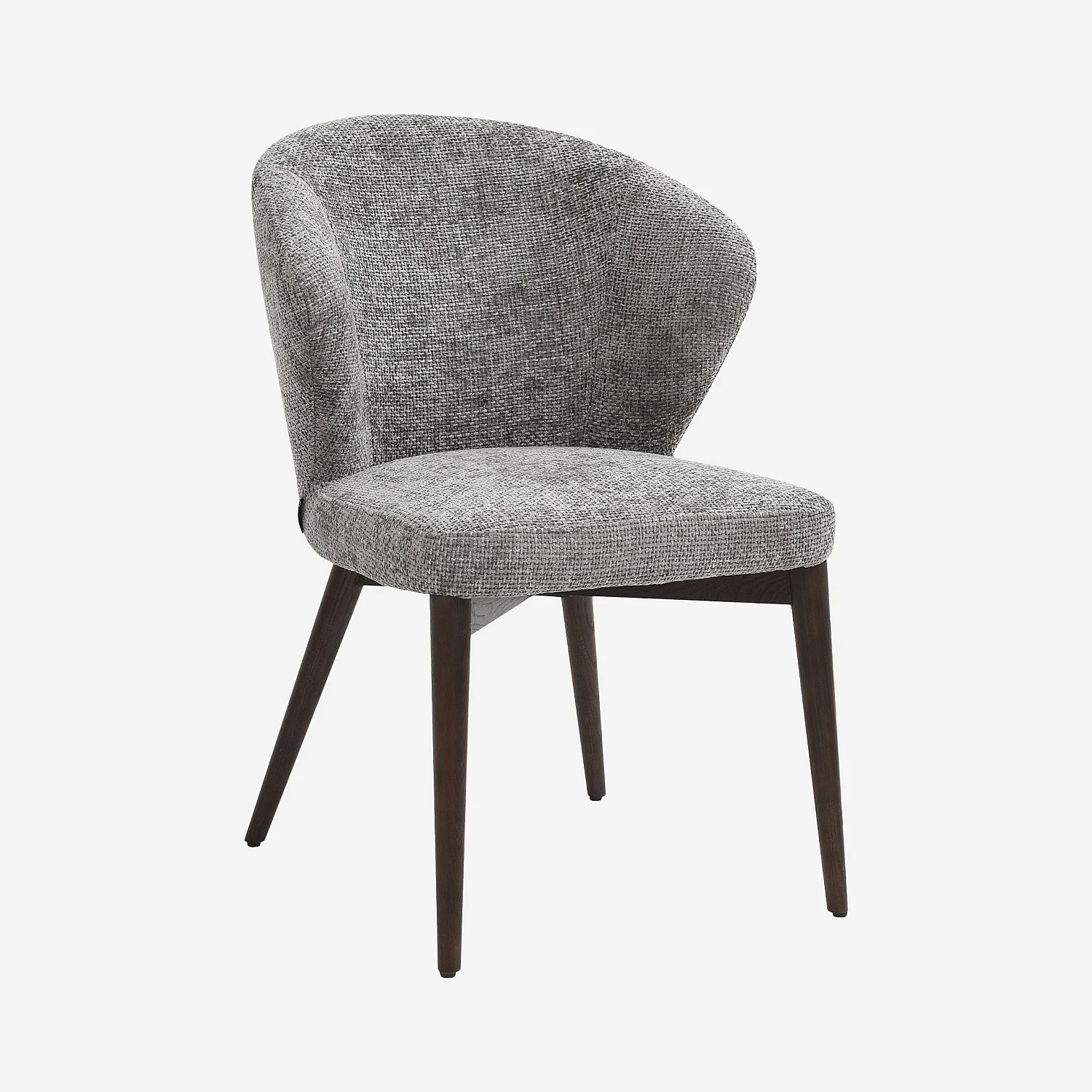 Set di 2 sedie in tessuto chenille e legno massello color noce - Grigio argento - 2