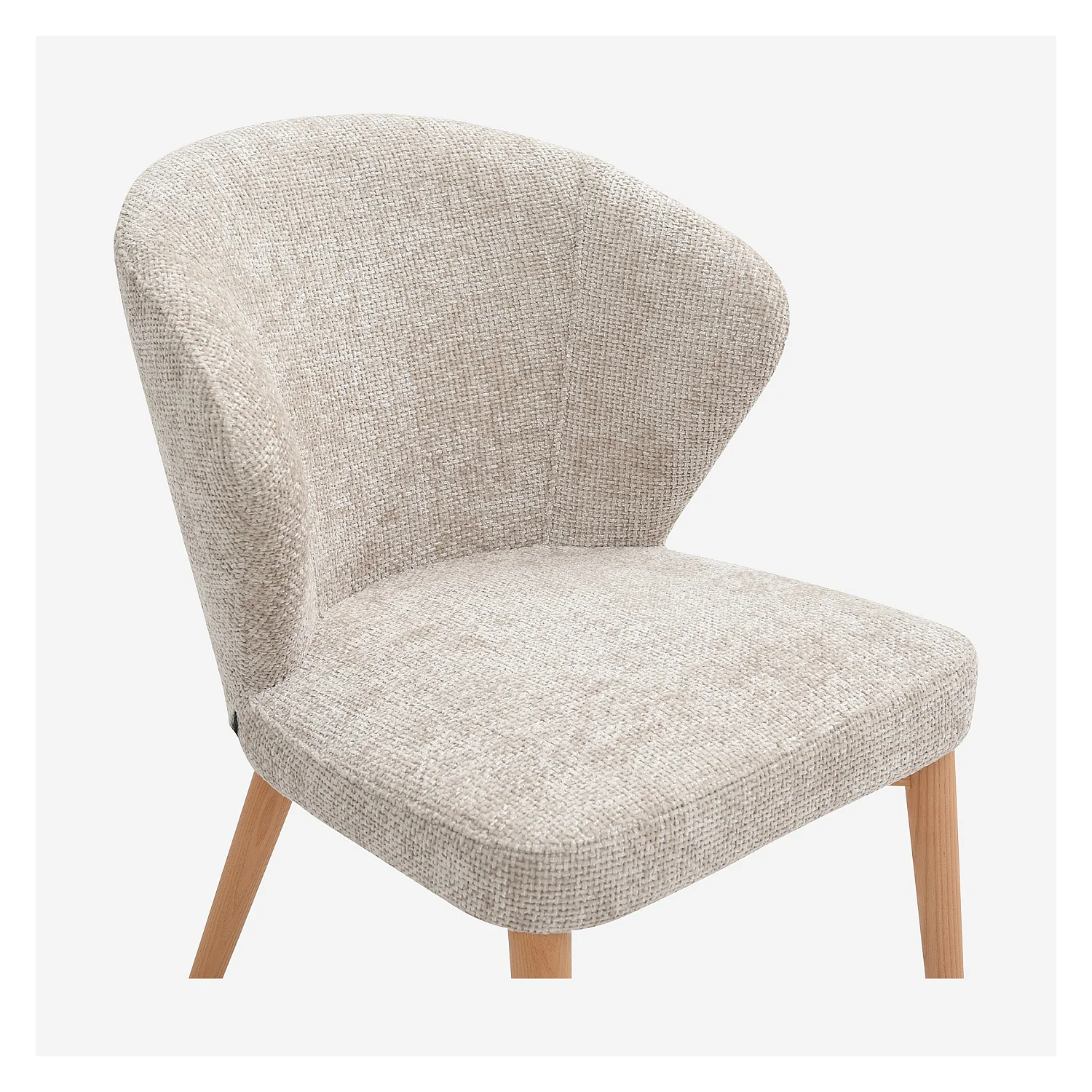 Set di 2 sedie in tessuto chenille e legno massiccio colore rovere - Crema - 5