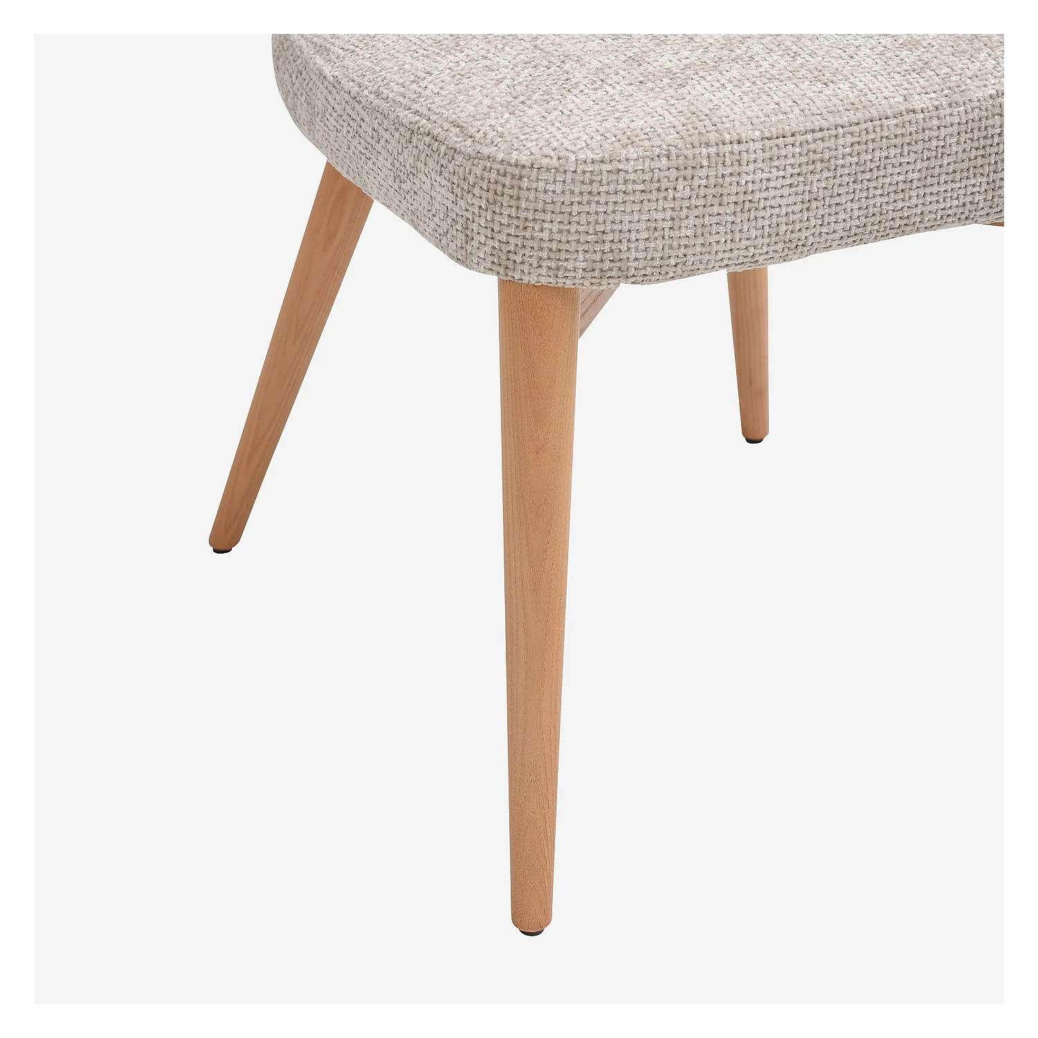 Set di 2 sedie in tessuto chenille e legno massiccio colore rovere - Crema - 4