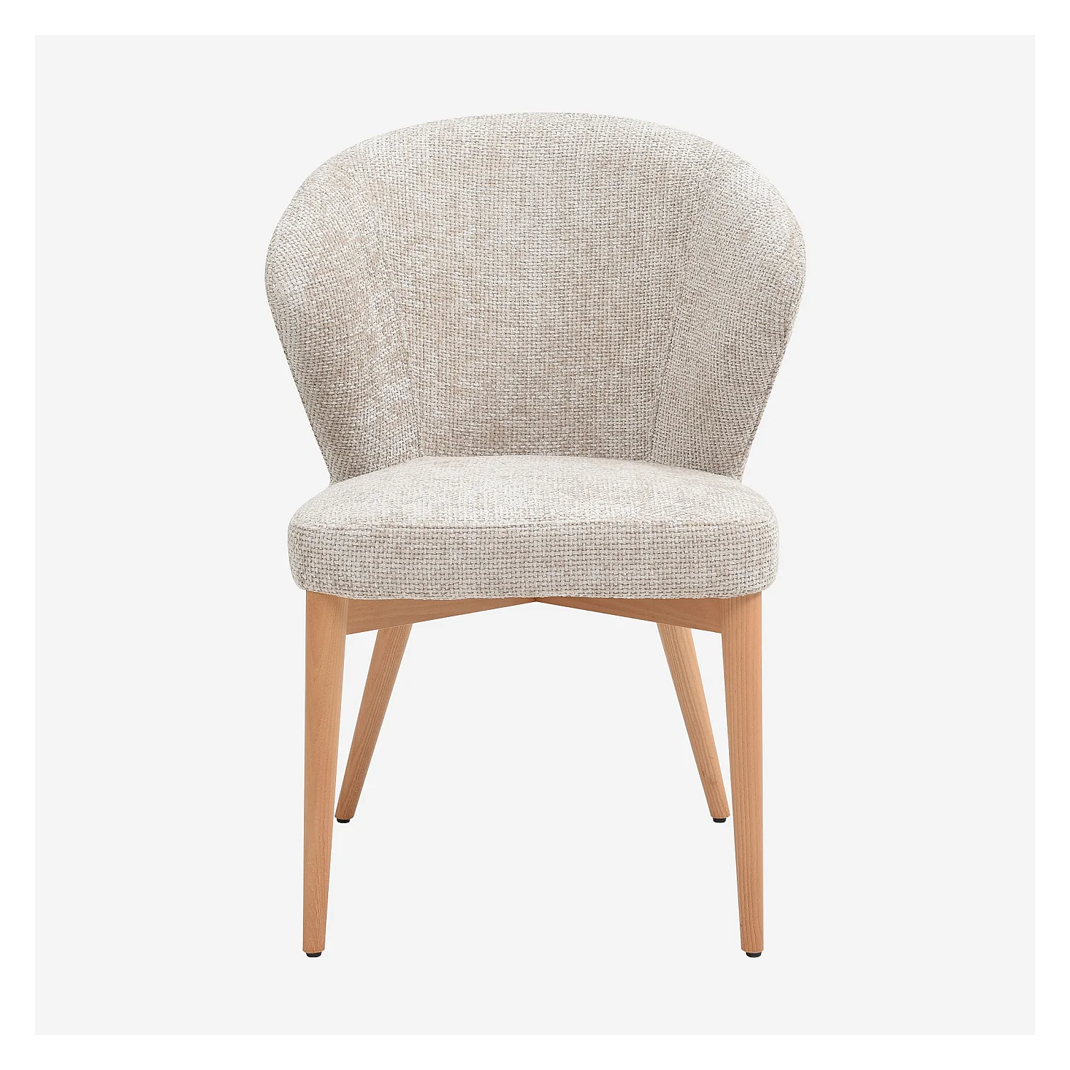 Set di 2 sedie in tessuto chenille e legno massiccio colore rovere - Crema - 8