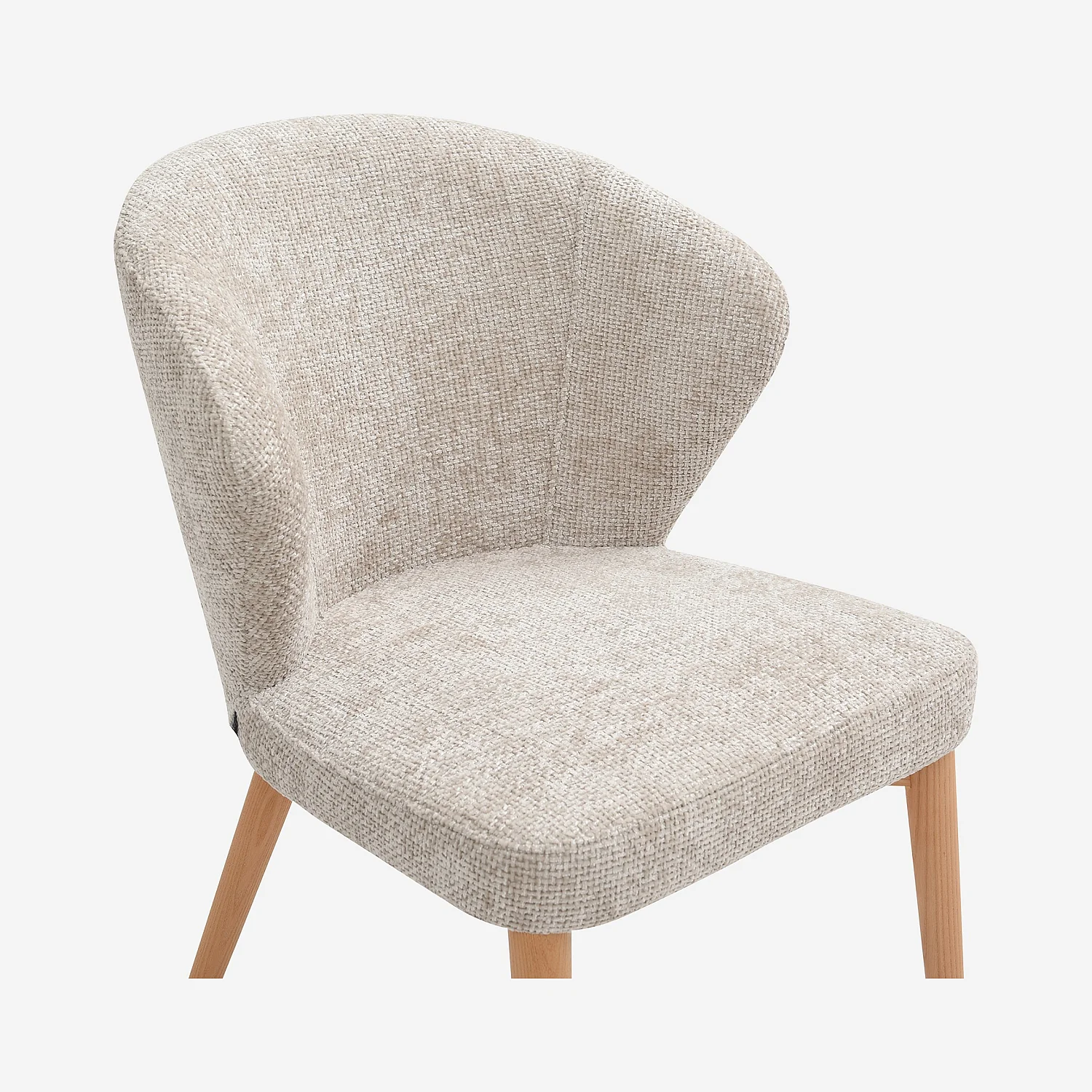 Set di 2 sedie in tessuto chenille e legno massiccio colore rovere - Crema - 8