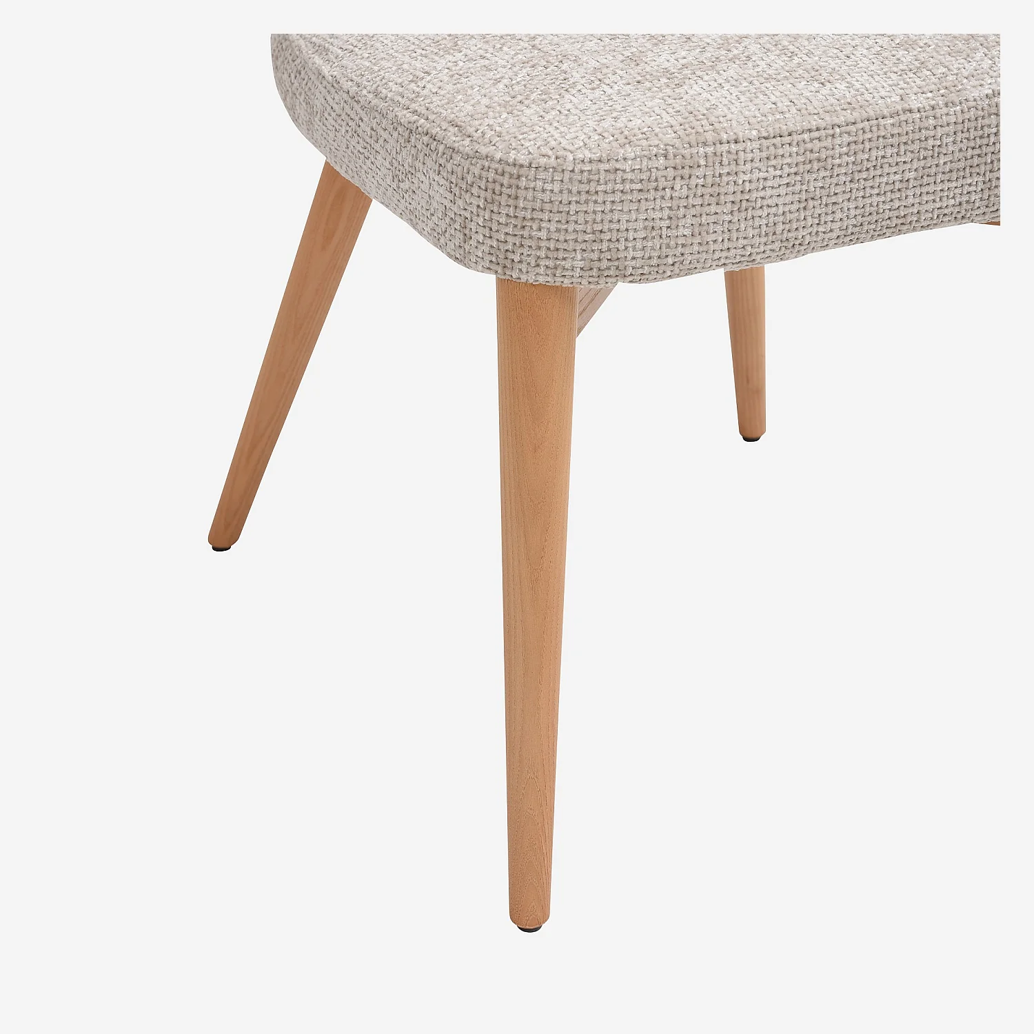 Set di 2 sedie in tessuto chenille e legno massiccio colore rovere - Crema - 4