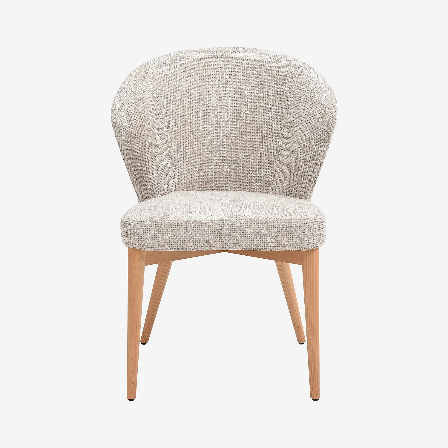 Set di 2 sedie in tessuto chenille e legno massiccio colore rovere - Crema - 6