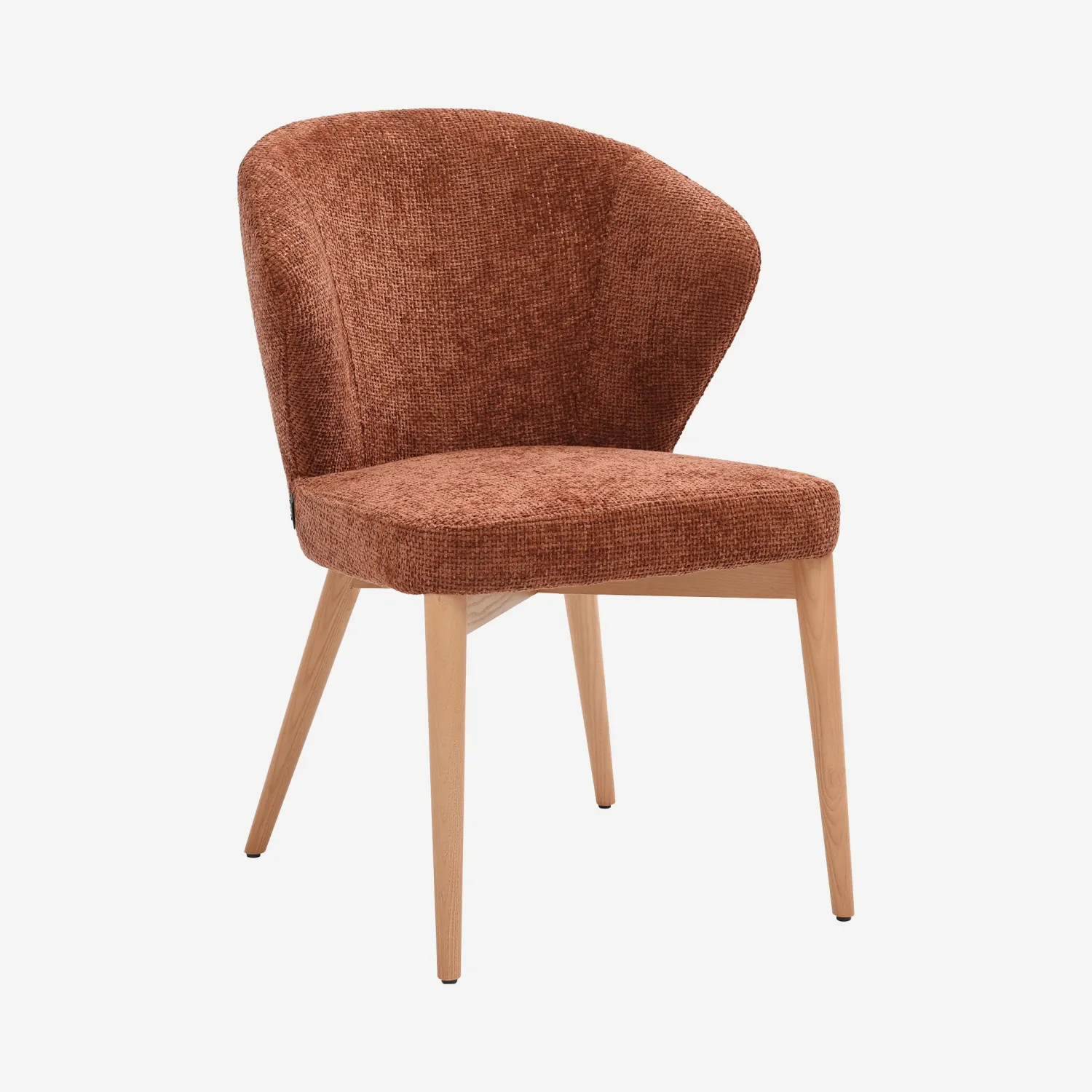 Lot de 2 chaises en tissu chenille et bois massif couleur chêne - Terracotta - 1