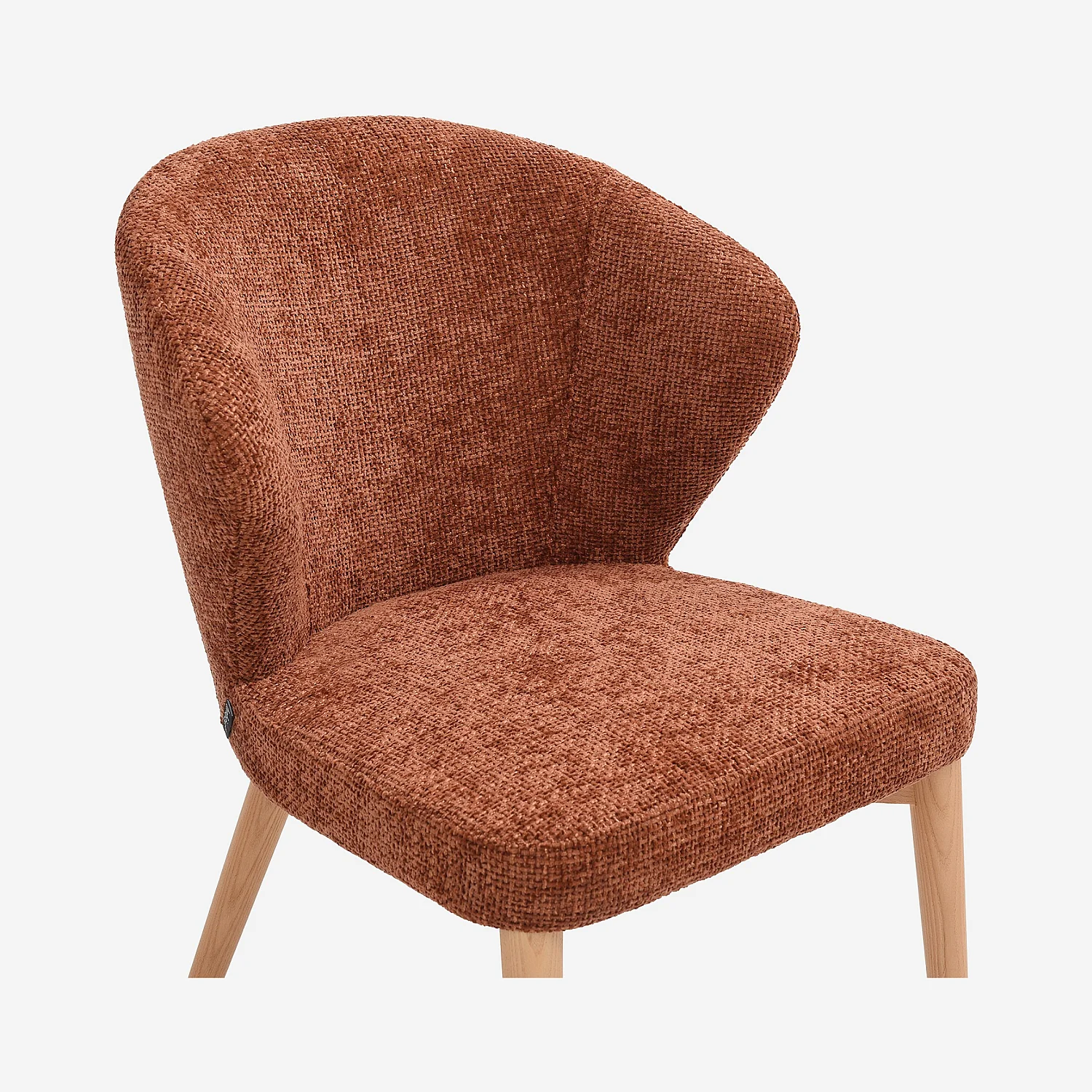 Lot de 2 chaises en tissu chenille et bois massif couleur chêne - Terracotta - 4